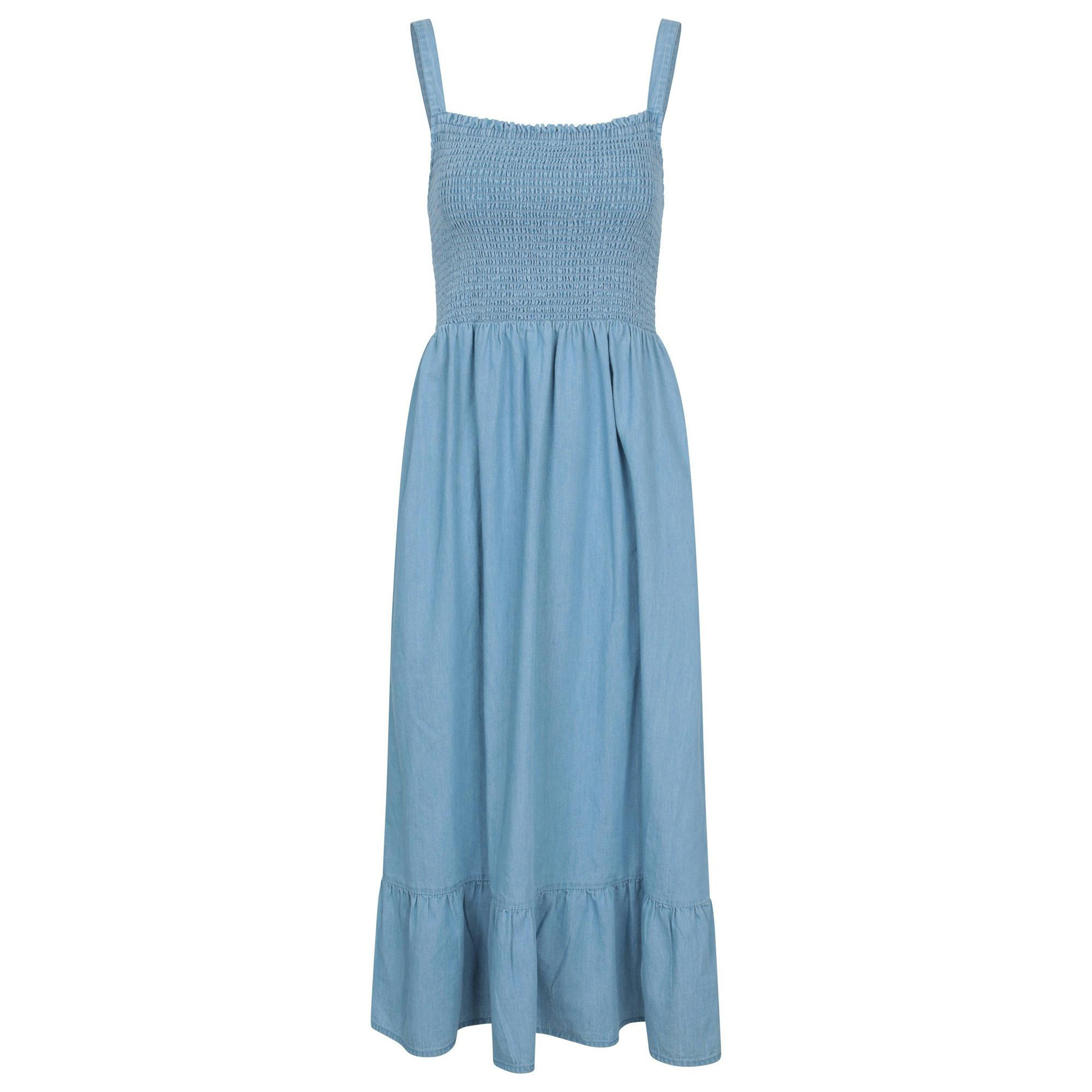 Mountain Warehouse Women's Blue Marbella Strappy Shirred Midi Dress - Pale - Pale - 14 Uk - 100% Mixed