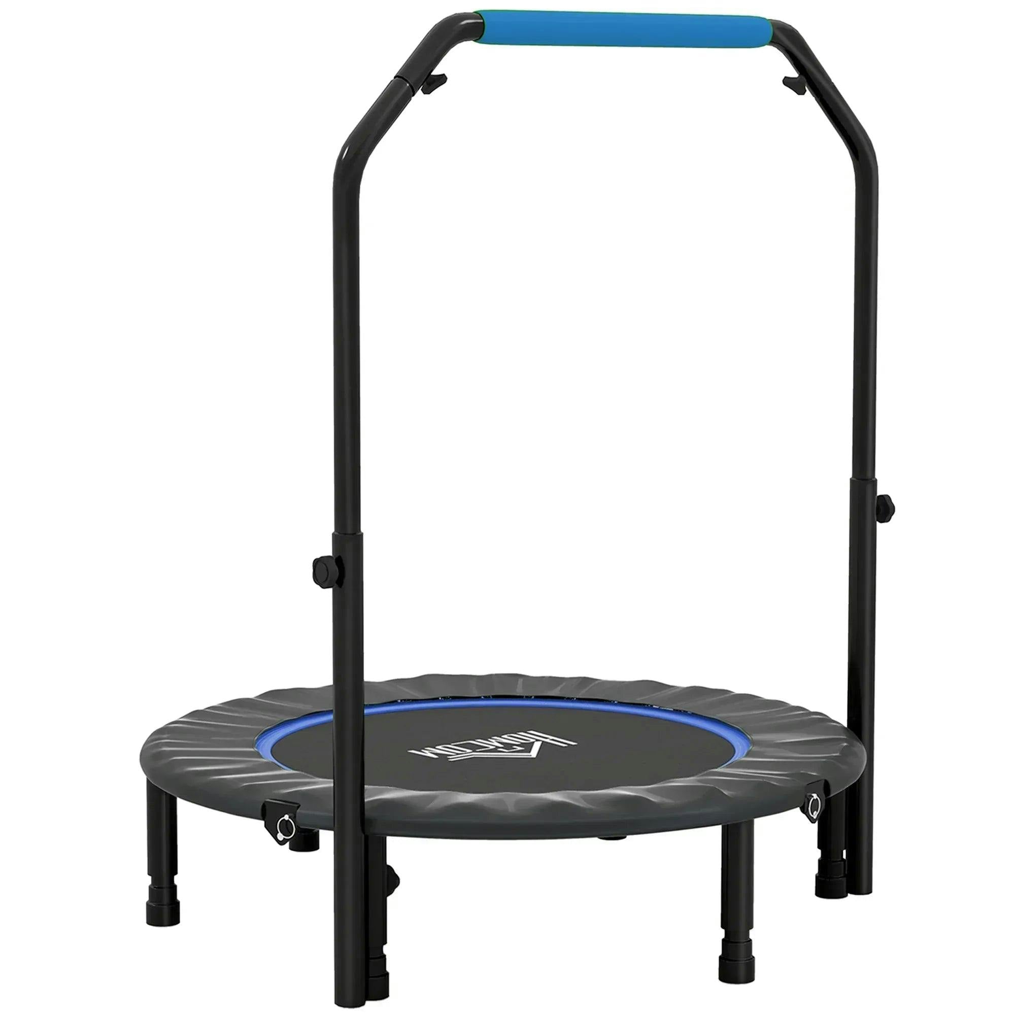 Homcom 40" Foldable Mini Fitness Trampoline W/ Foam Handle, Blue - Image 6