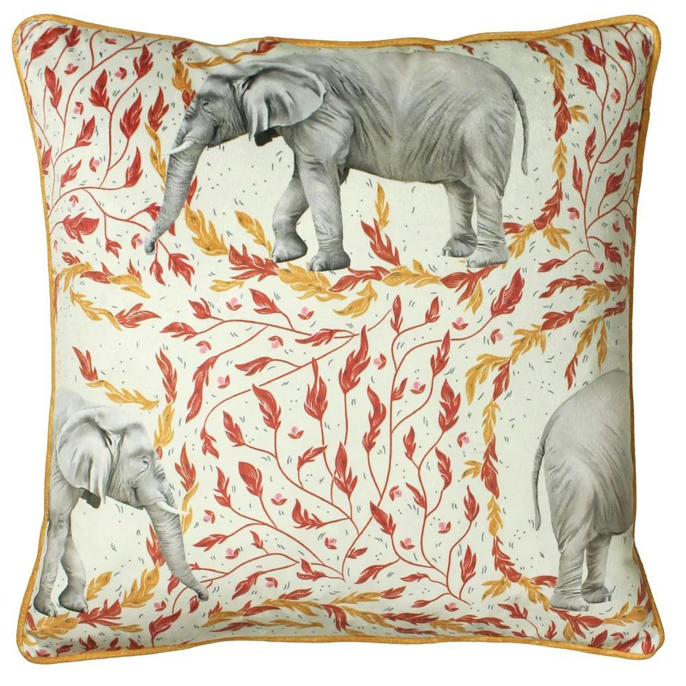 Paoletti Gold Samui Elephant Cushion Cover - One Size - 100% Polyester