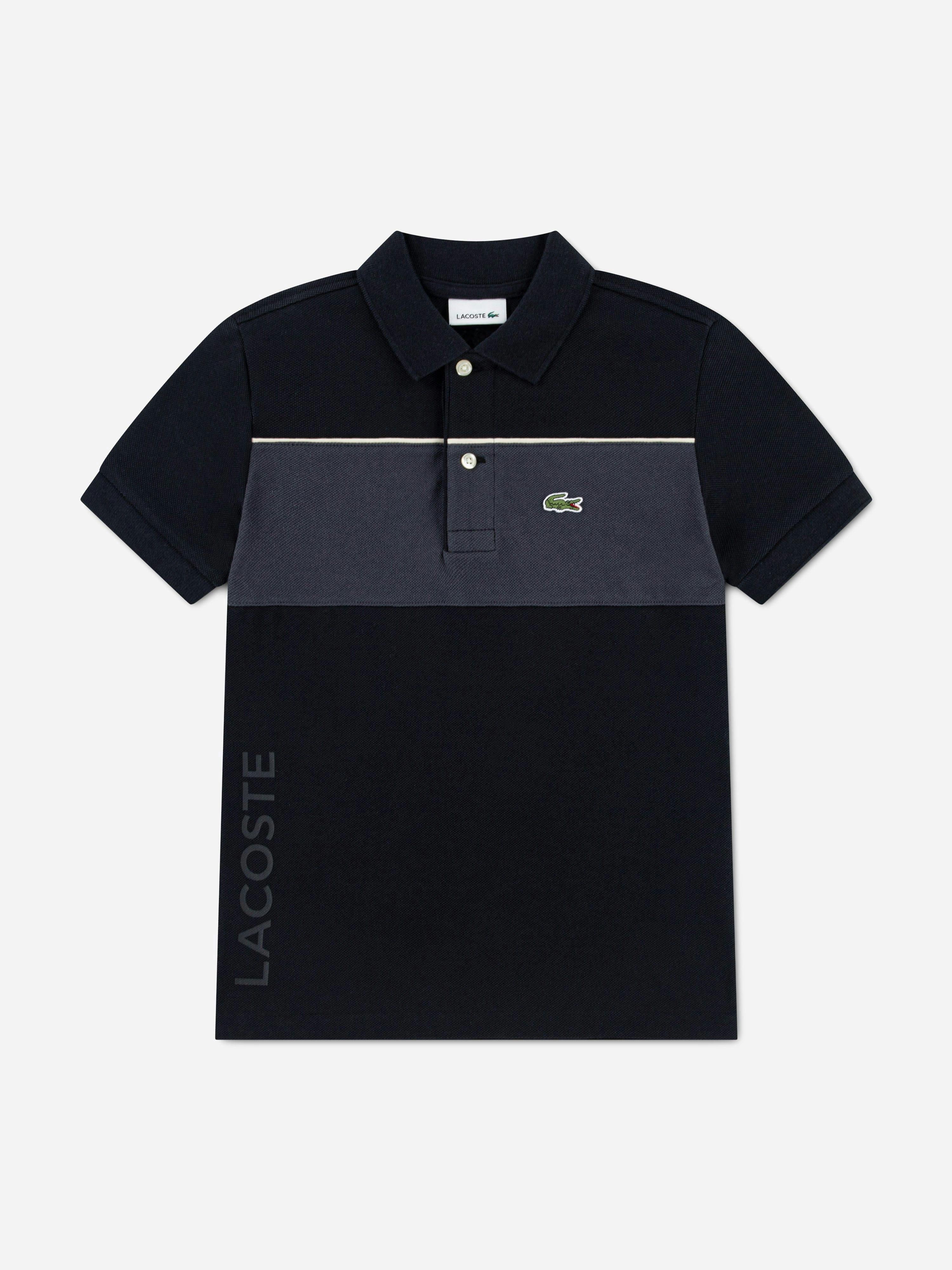 Lacoste Kids Boys Black Lacoste Colourblock Polo Shirt In - 5 Yrs