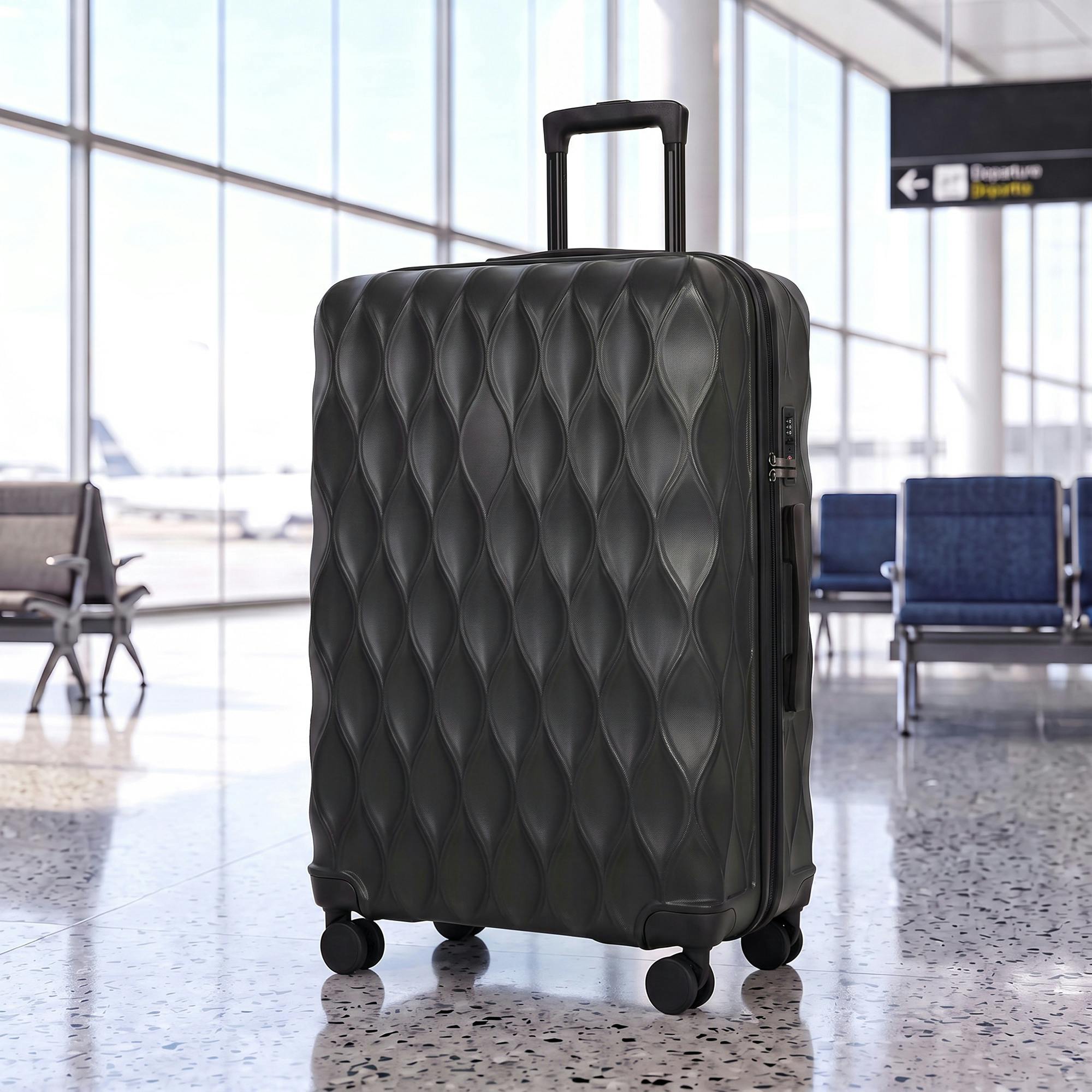 Homcom Black 77Cm 98L Suitcase, Hard Shell Carry On Luggage With Tsa Lock - Hard Shell Suitcase