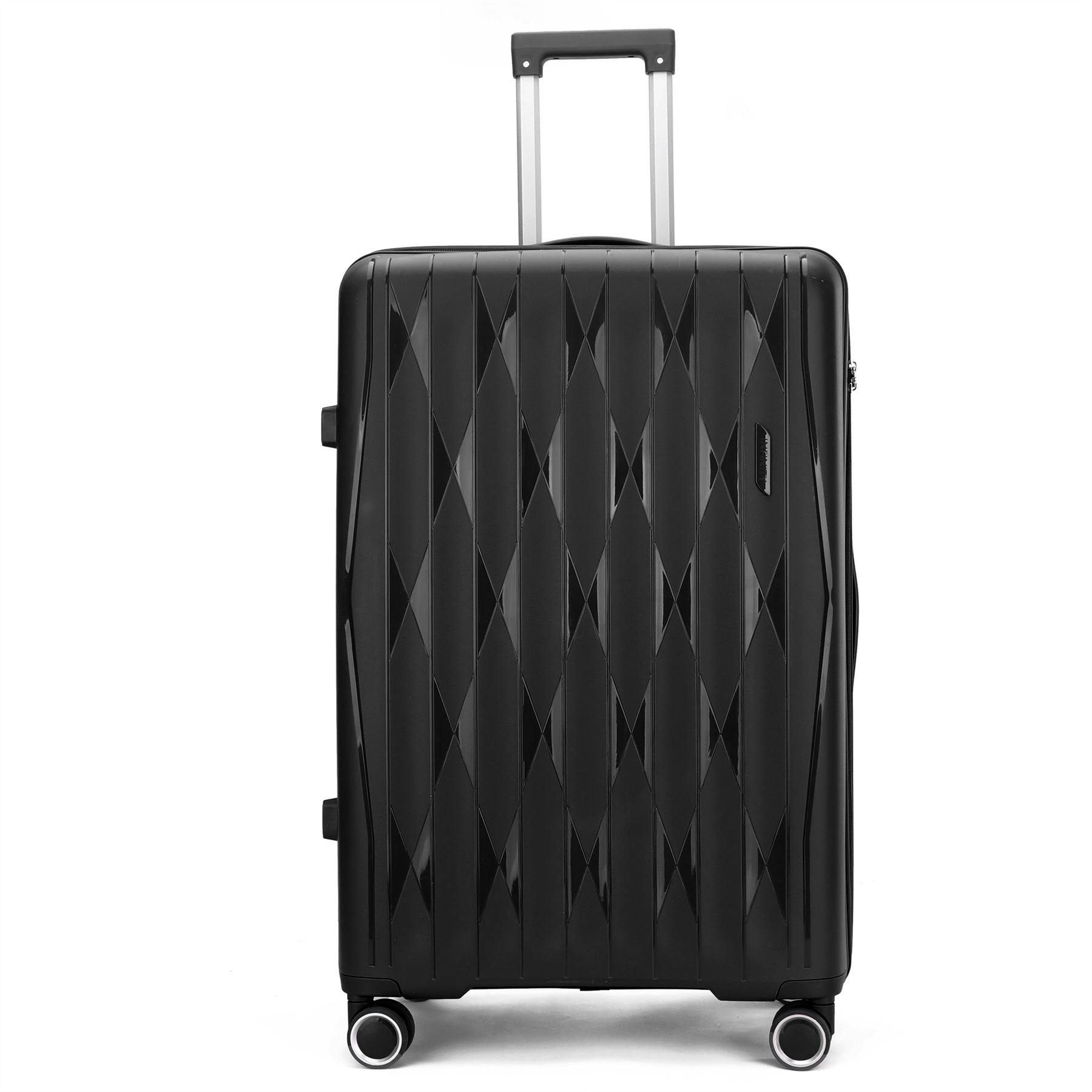 Infinity Luggage Black Hard Shell Suitcase Cabin Tsa Luggage Travel Set - Medium