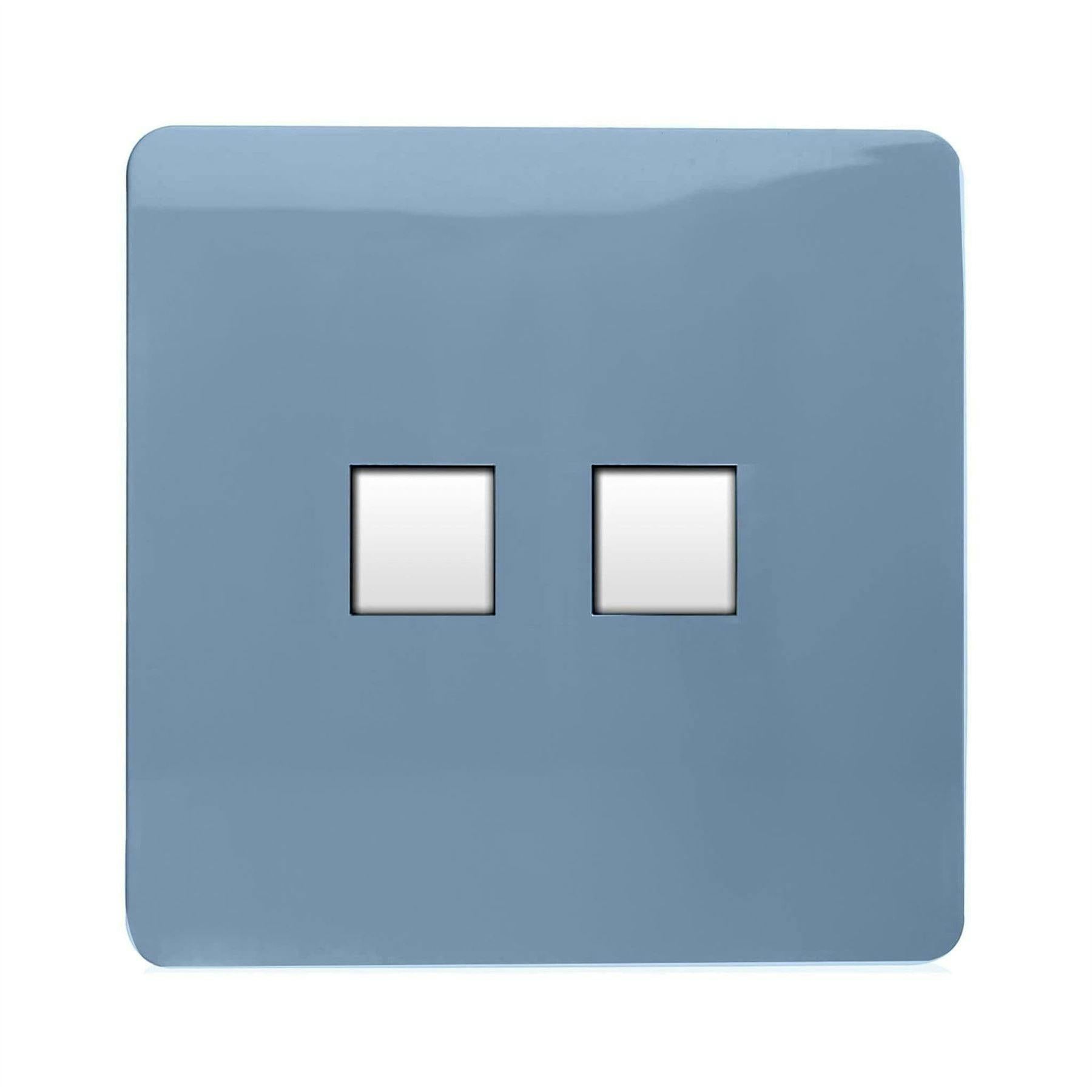 Trendi Switch 2 Gang Rj45 Cat 6 Modern Designer Pc Ethernet Socketin Sky Blue - Image 4