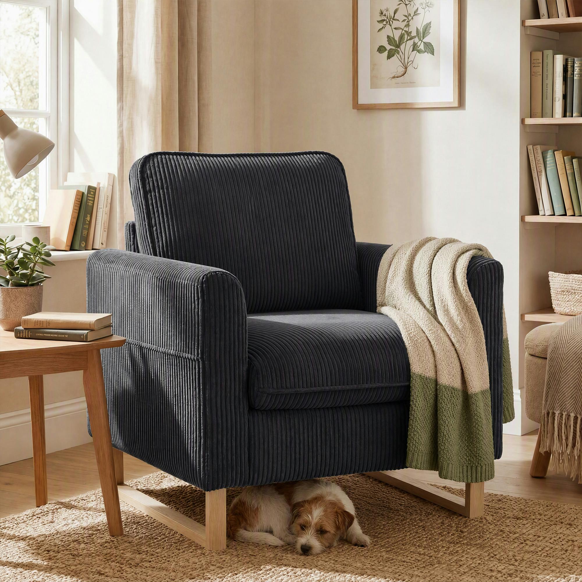 Homcom Accent Chair With Metal Legs And Spring Dark Grey - Image 3