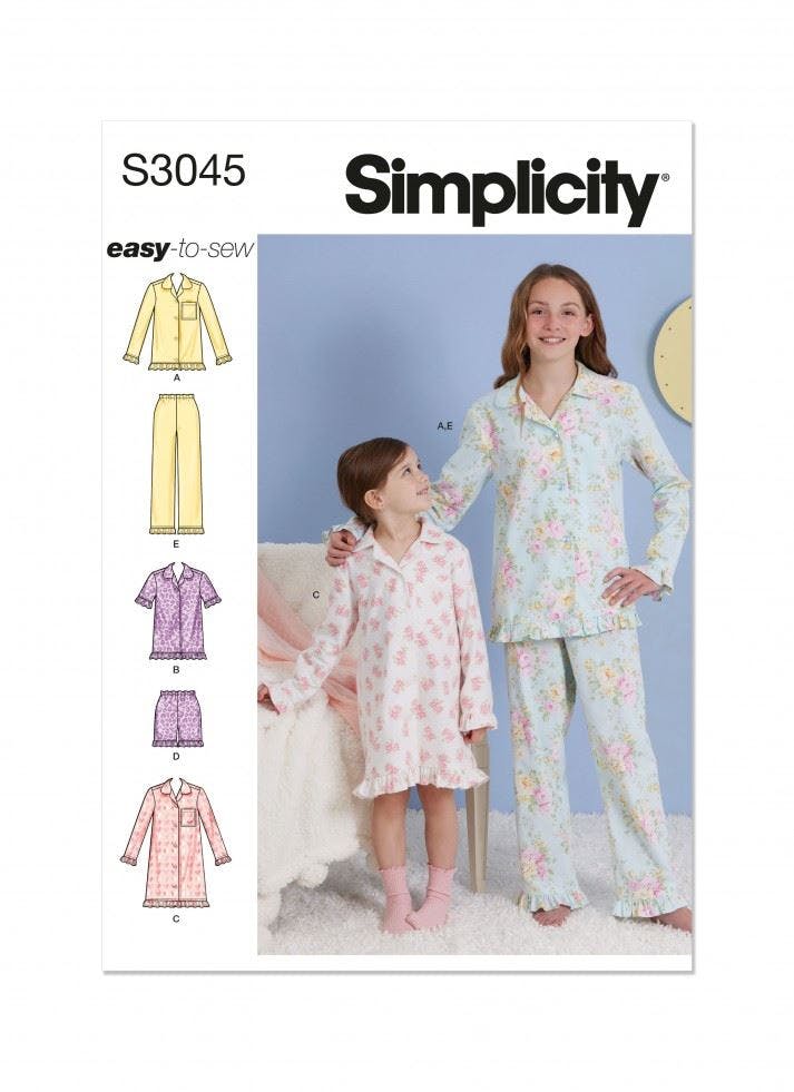 Simplicity Sewing Pattern 3045, Pyjamas For Kids, Hh (3-4-5-6) - Easy - Hh (3-4-5-6)