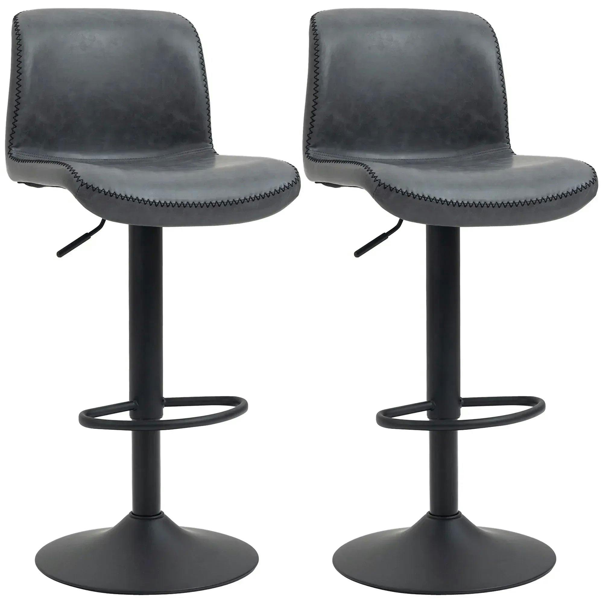 B&Q - Barstools Set Of 2Dining Stools With Backrest And Footrest - Image 5