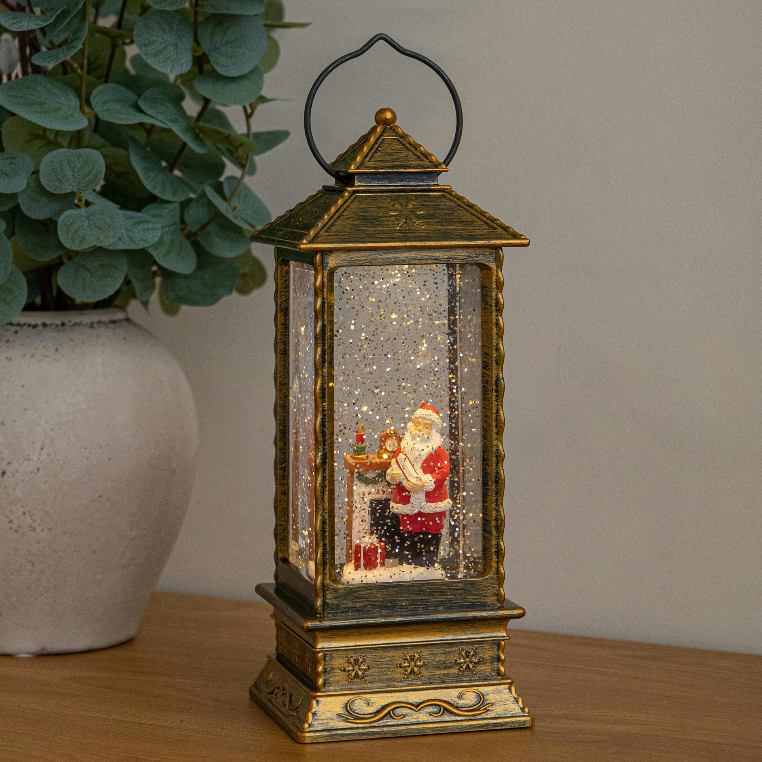 B&Q - 27Cm Dual Powered Antique Gold Santa Christmas Water Spinner With Leds - Image 4