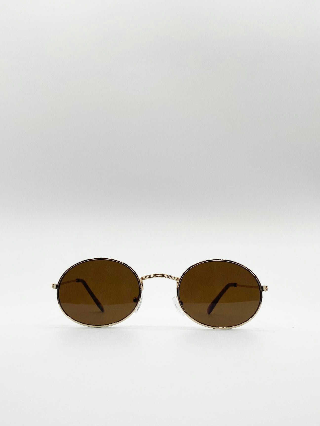 Svnx Gold Round Metal Frame Sunglasses