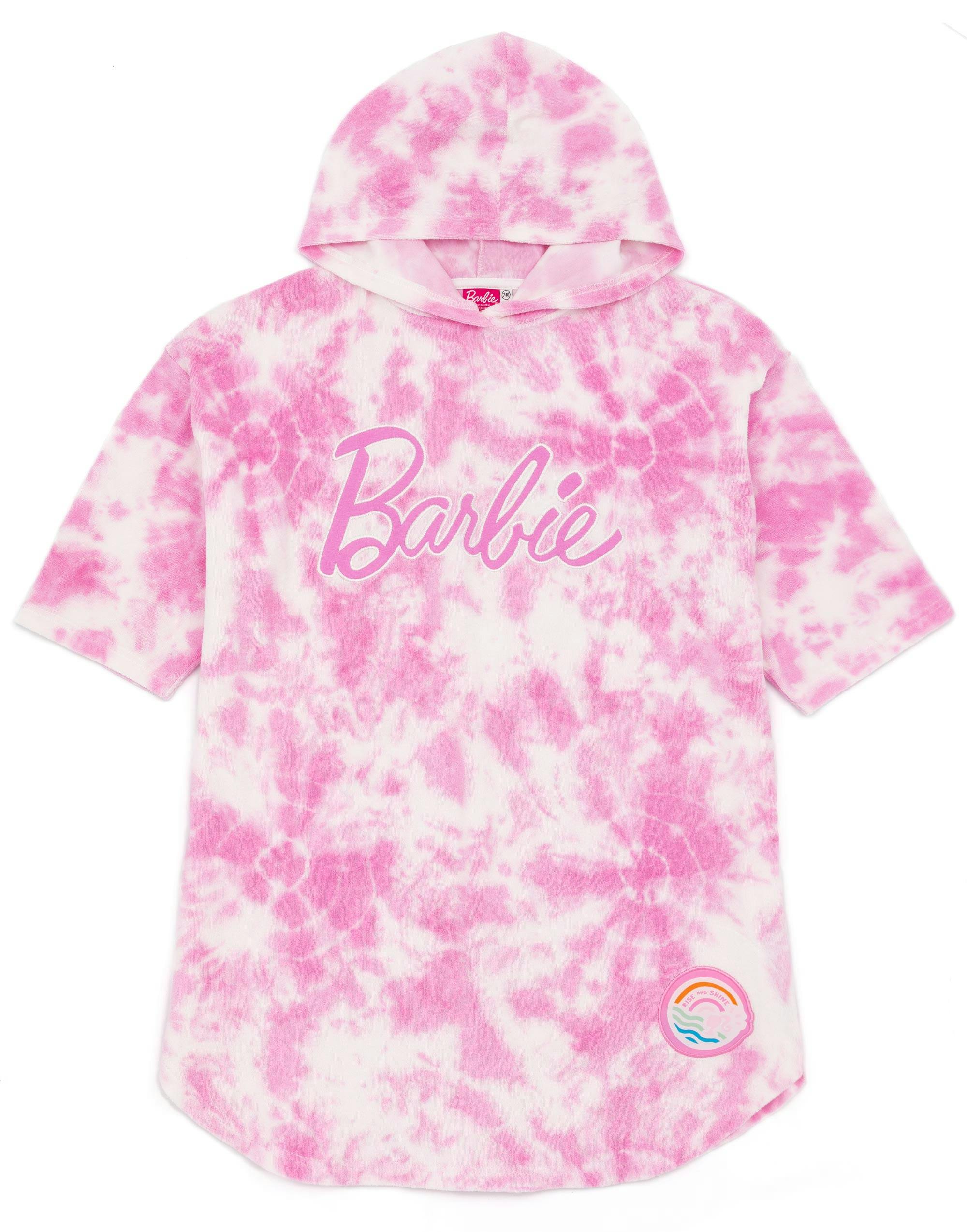 Vanilla Underground Girls Pink Barbie Tie Dye Poncho Towel - 7-10 Years