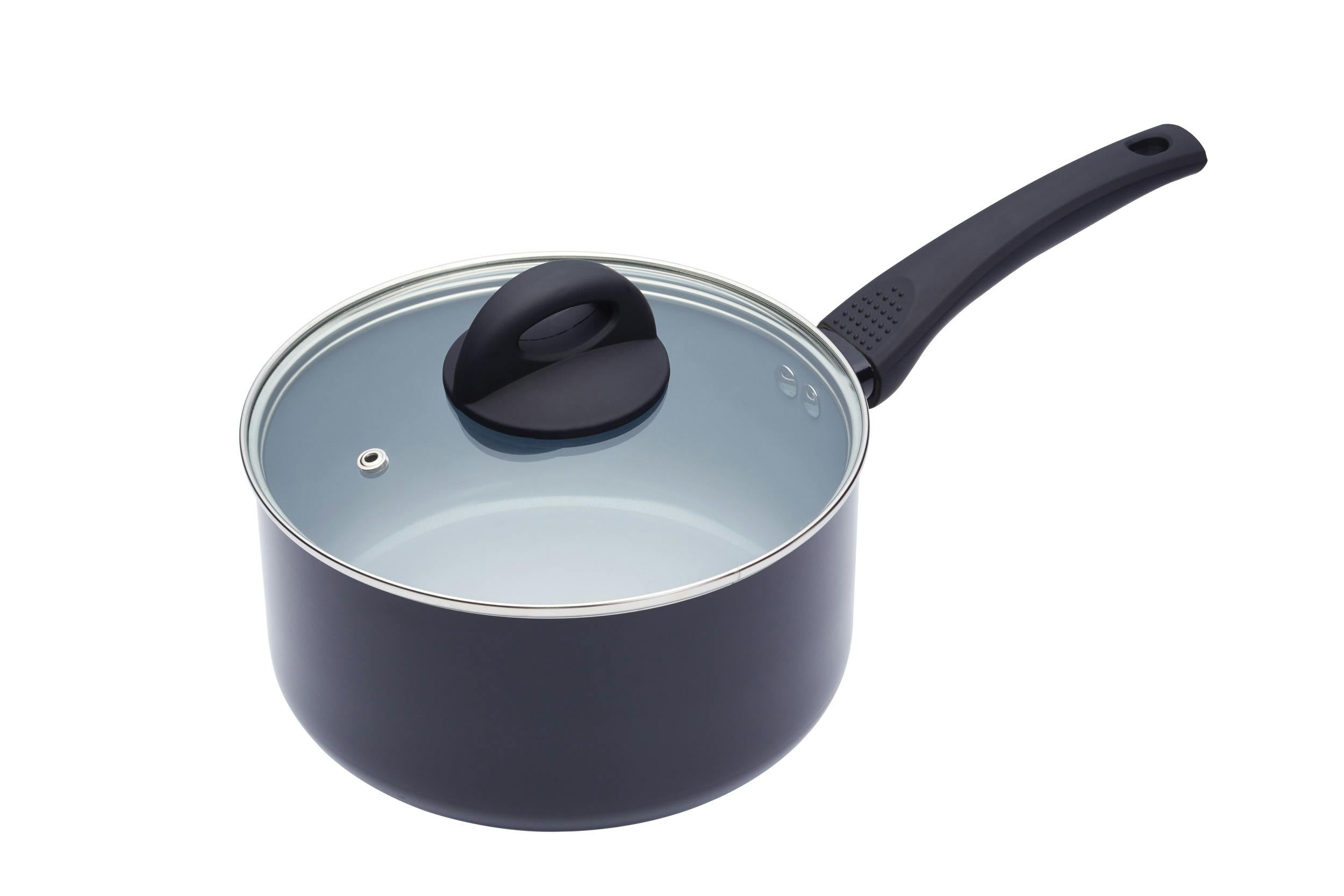 Rackhams Black Ceramic Non-Stick Induction Ready 20Cm Saucepan - Aluminium - Saucepan