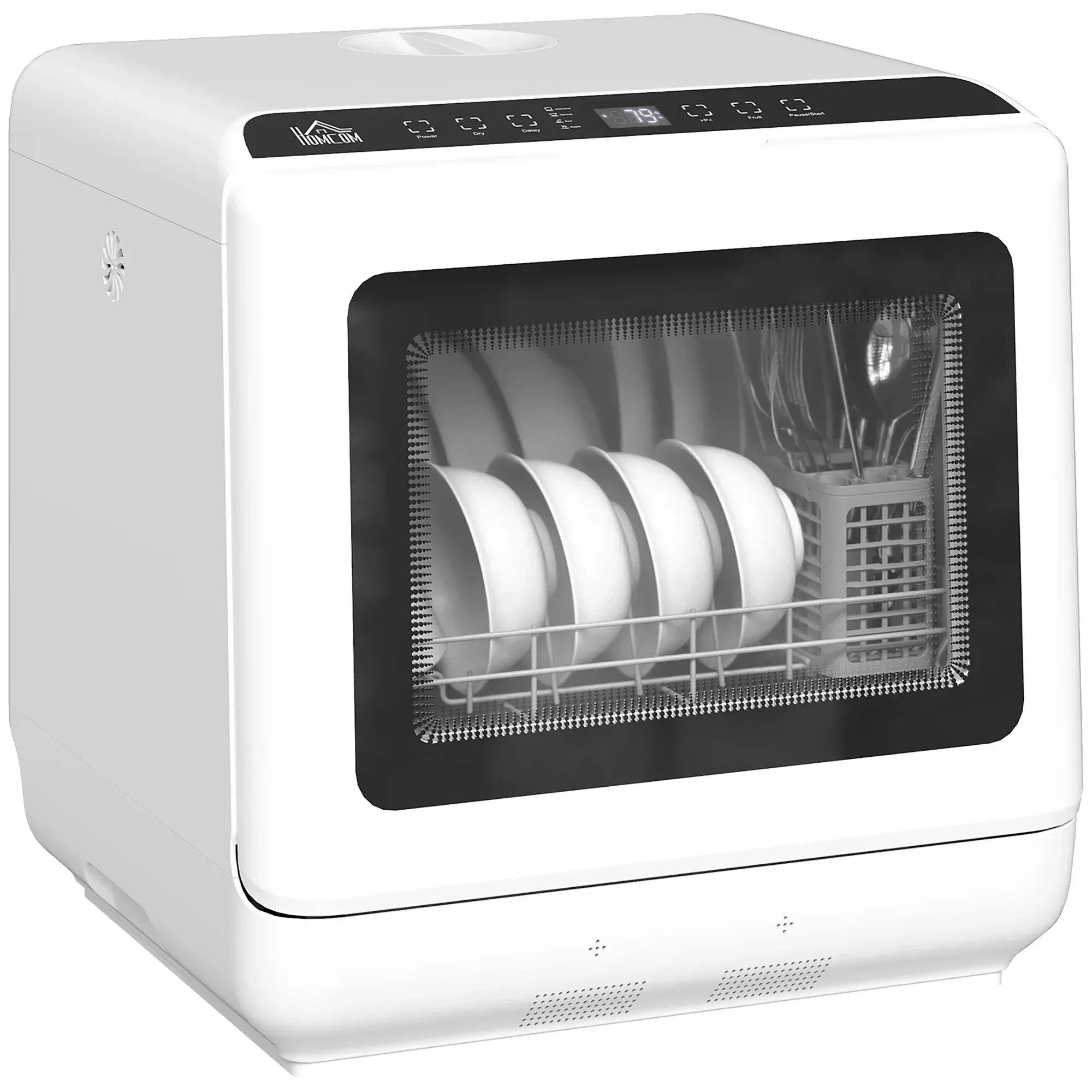 Homcom Countertop Dishwasher With Dual Water Supply And 6 Programs, White - Image 5