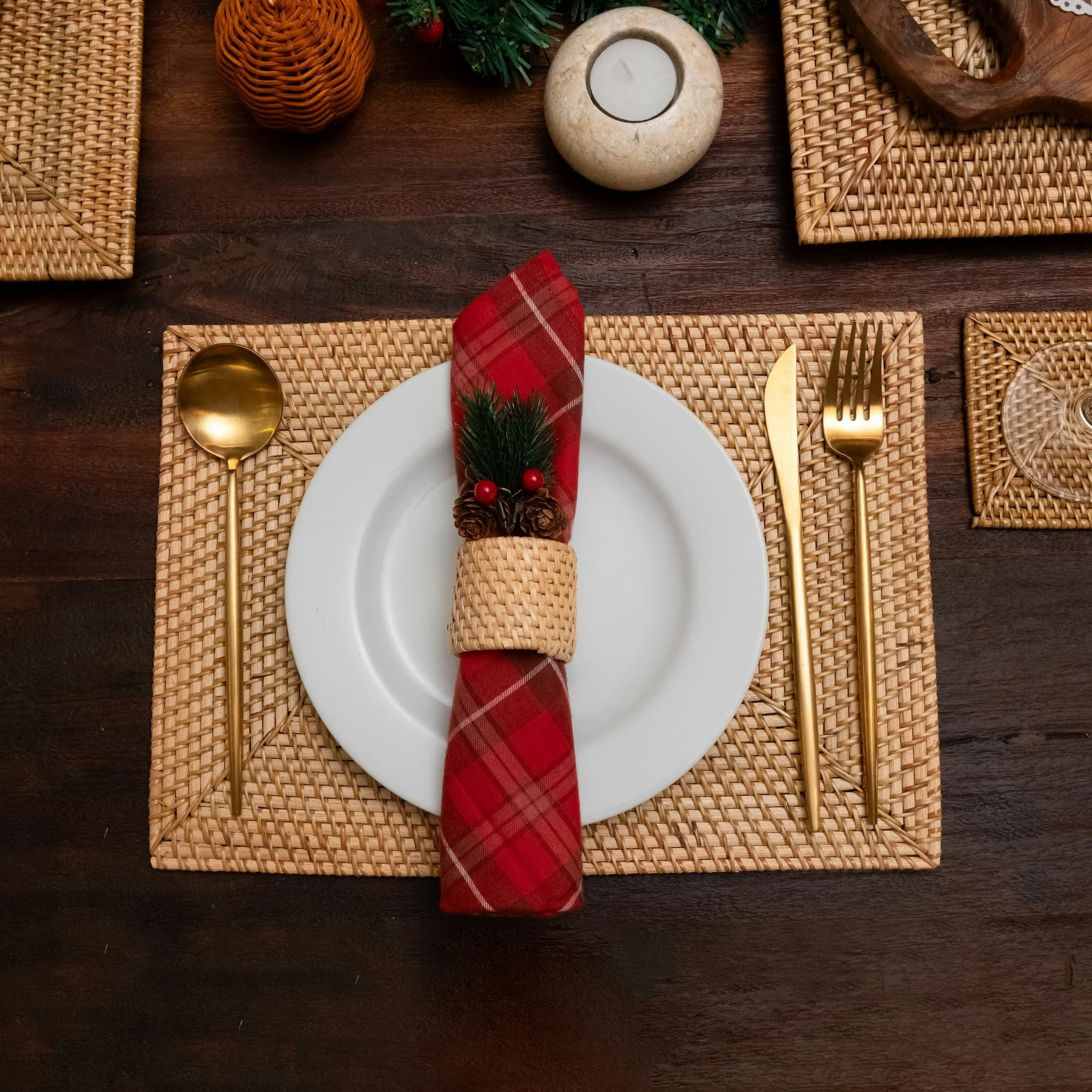 Rackhams Rectangular Rattan Placemat - Natural - 25Cm X 35Cm