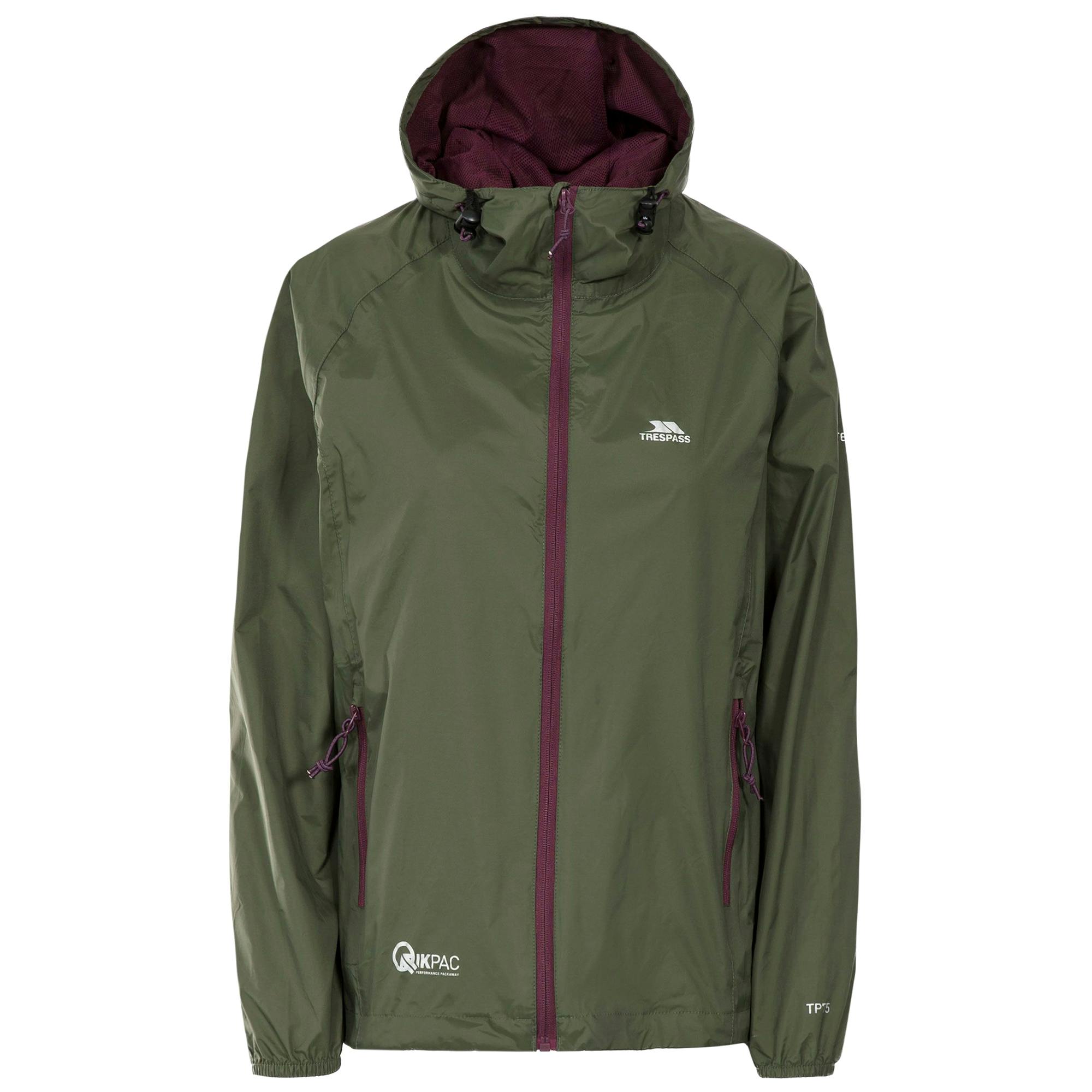 Trespass Women's Qikpac Packaway Waterproof Jacket - Moss - S - Moss - 50% Polyamide Pu Coating/50% Polyester