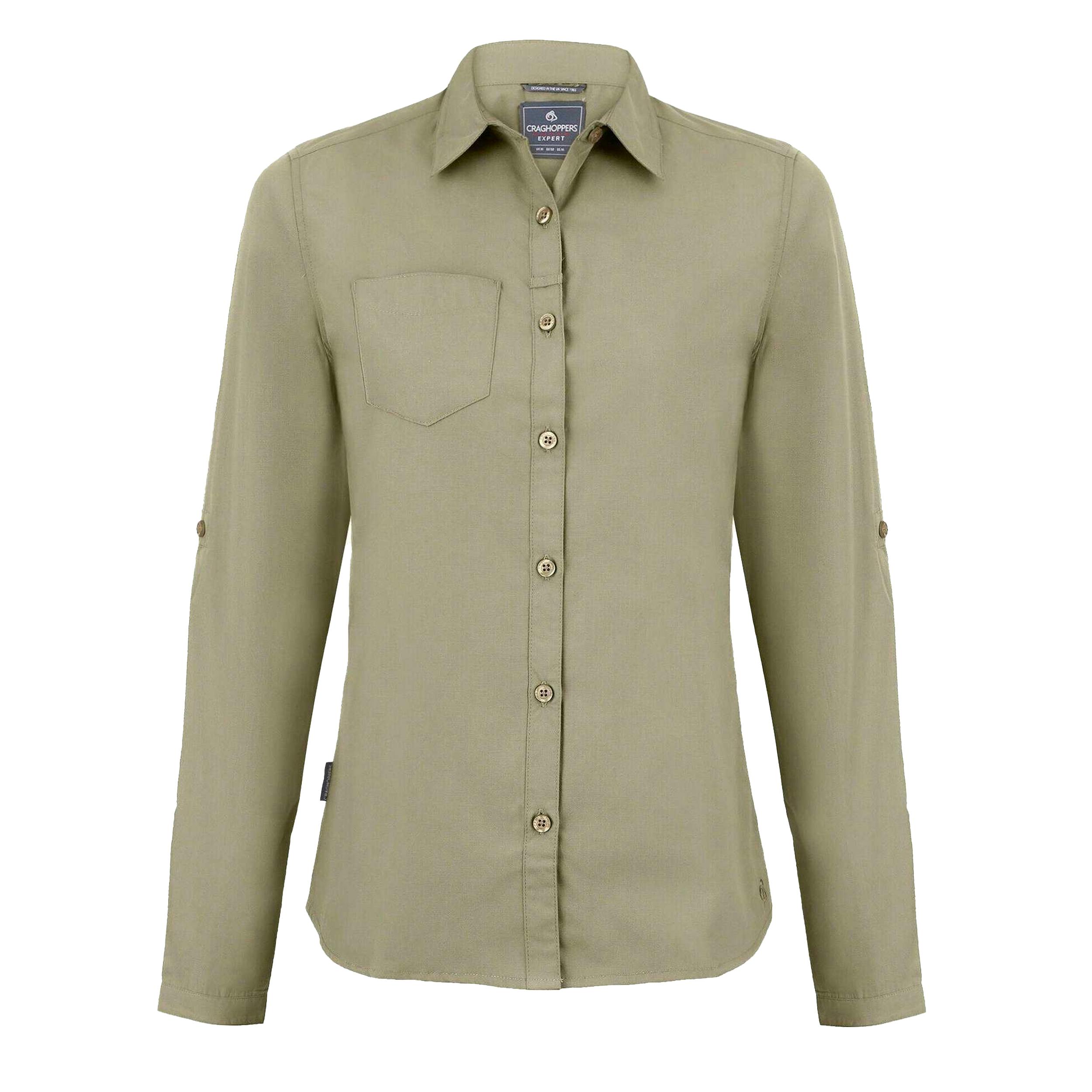 Craghoppers Women's Kiwi Long-Sleeved Shirt - Pebble - 18 Uk - Pebble - 65% Polyester/35% Cotton