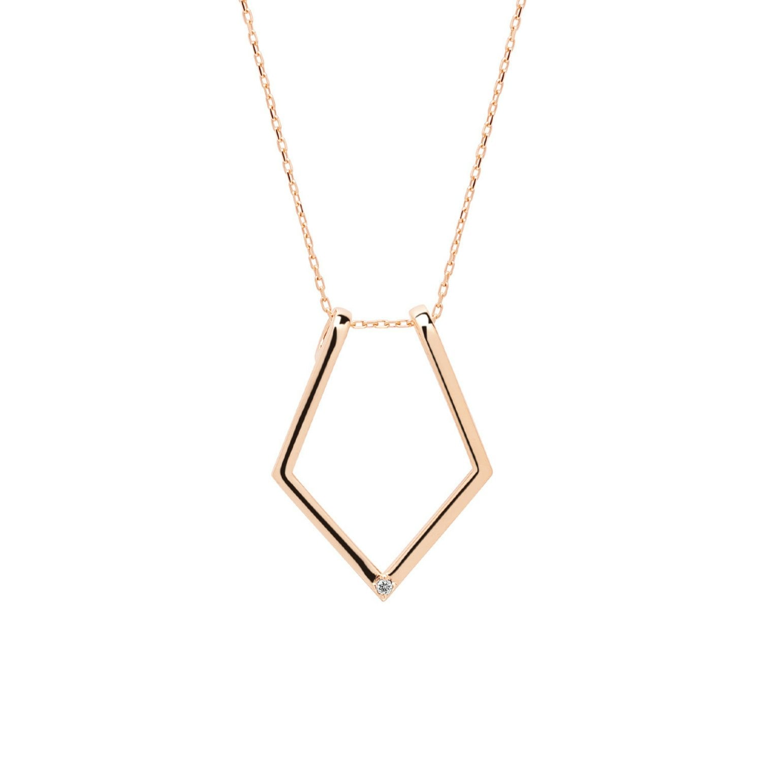 Spero London Silver/Gold Fine Diamond Rhombus Ring Holder Necklace In Sterling - Rose - Rose