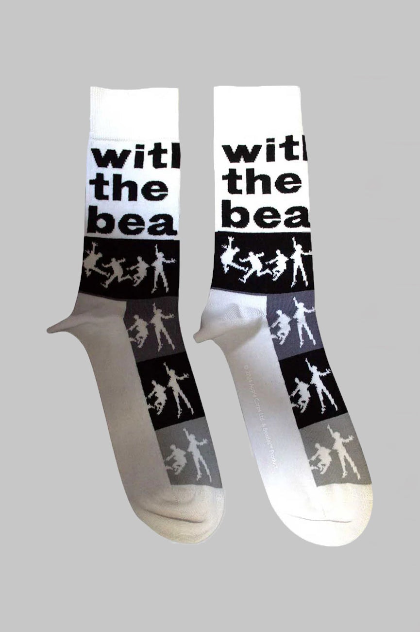 Paradiso Clothing Unisex White The Beatles With The Beatles Silhouette Stripes Ankle Socks