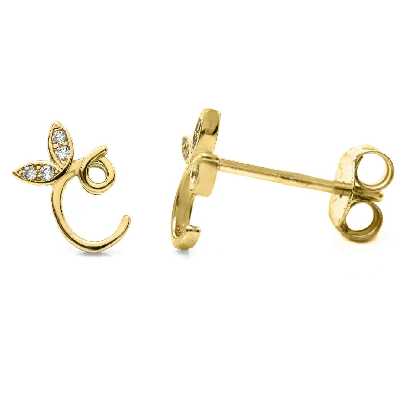 Say It With Yellow/Gold Winged Initial Earrings - Plated - C