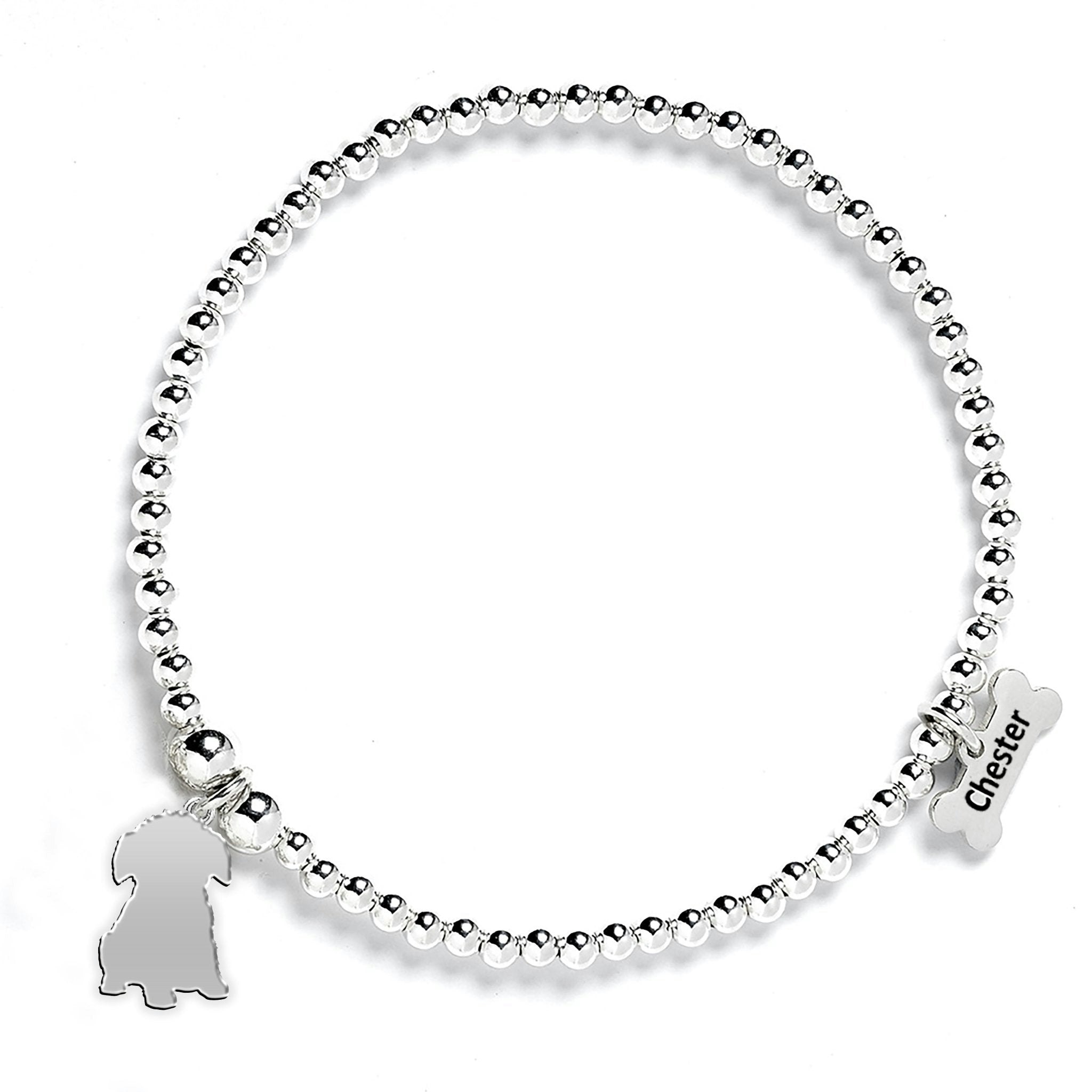 Mylee London Silver Bolognese Silhouette Ball Bead Bracelet - Personalised - Yes