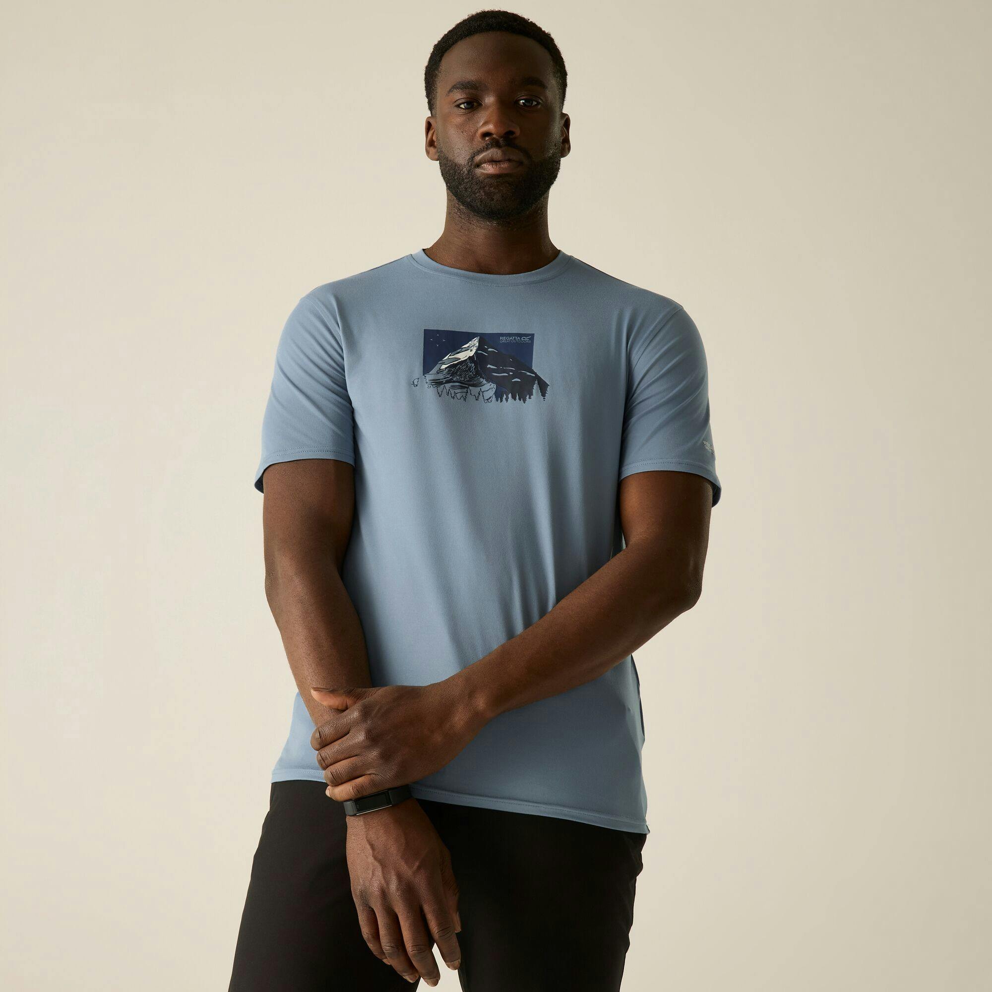 Regatta Men's Fingal Mountain Graphic T-Shirt Pink Blue Breathable Jersey - Image 2