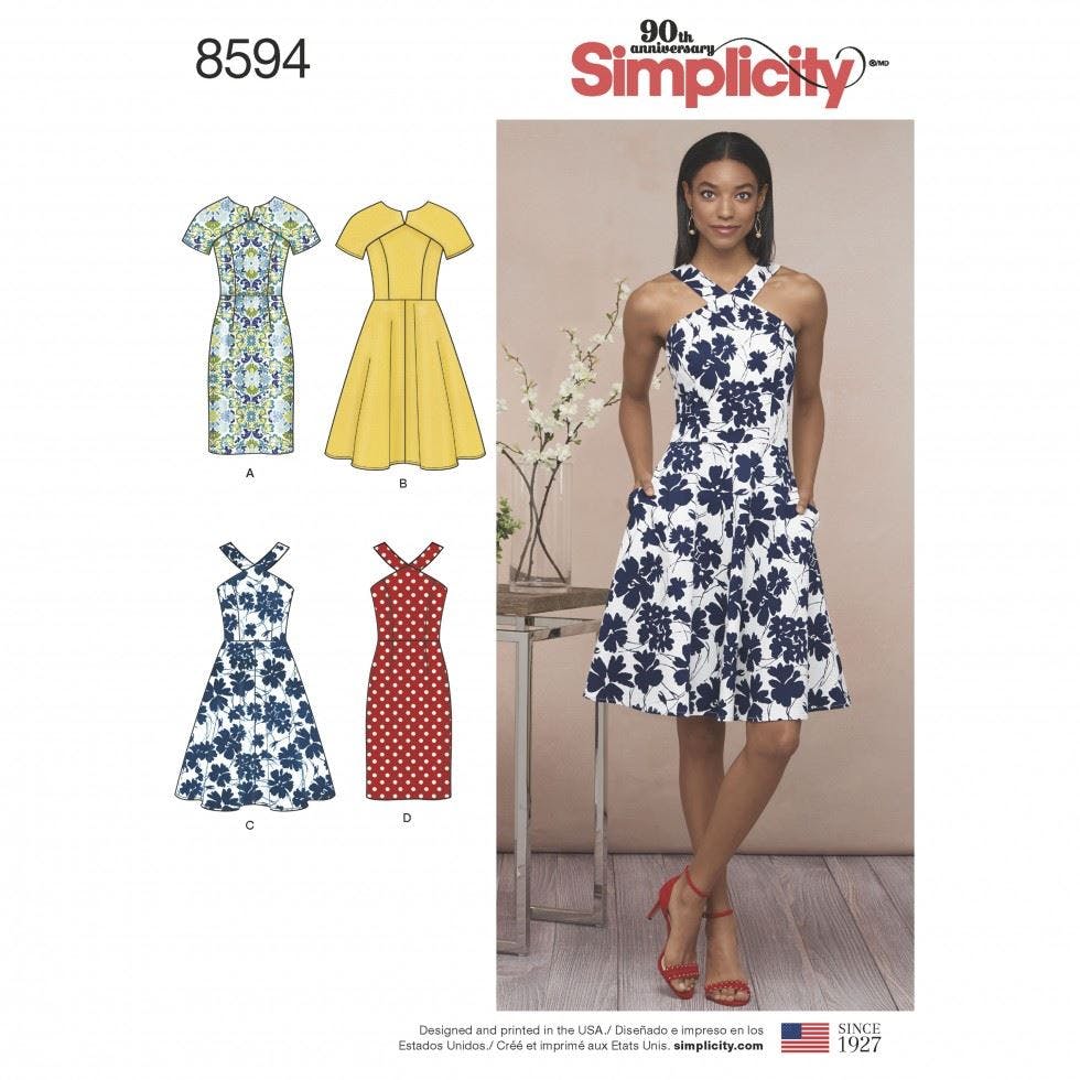 Simplicity Women's Sewing Pattern 8594, Dresses For H5 (6-8-10-12-14) - Intermediate - R5 (14-16-18-20-22)