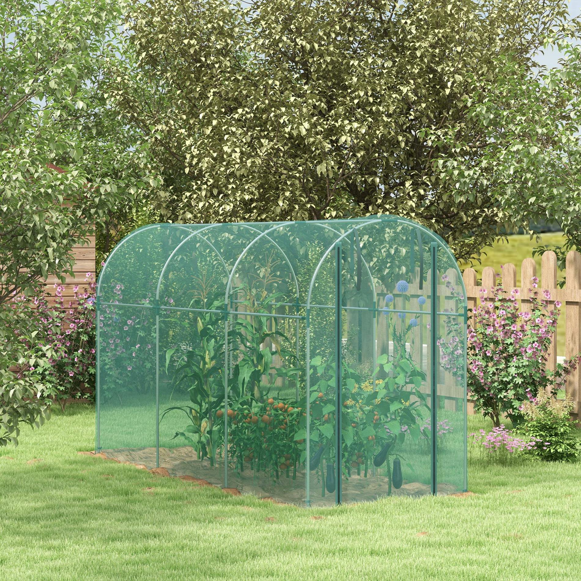 Outsunny Green Fruit Cage, Plant Protection Tent, 1.2 X 3.6 X 1.9M