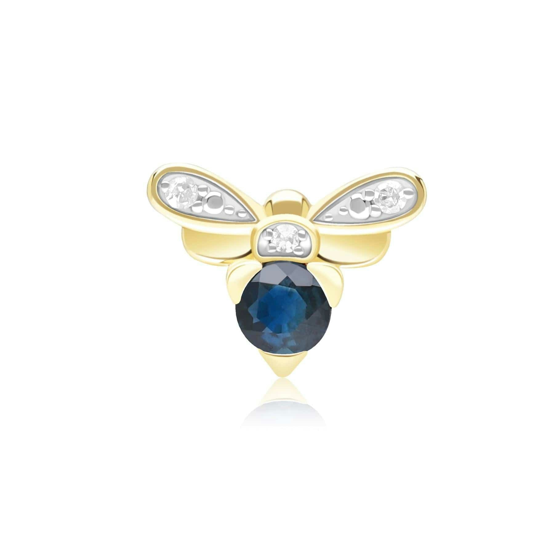 Gemondo Blue/Yellow/Gold Honeycomb Inspired Sapphire And Diamond Bee Pin In 9Ct