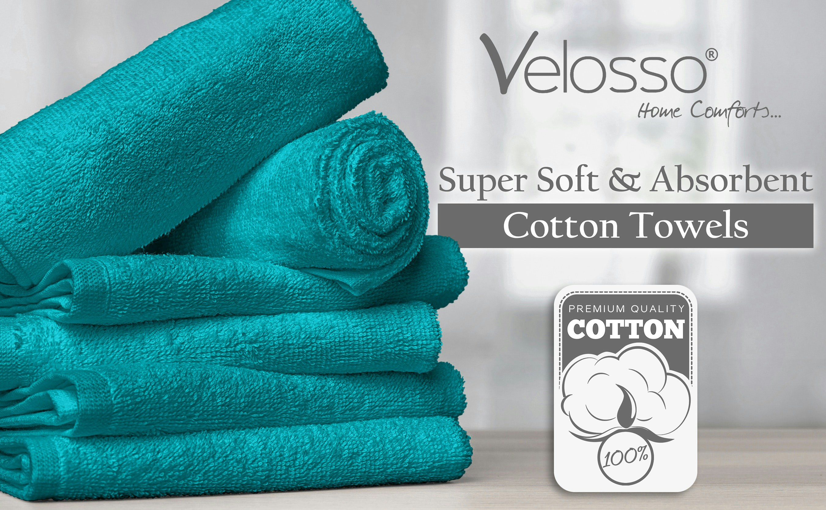 Velosso Cotton Plush Velour 450Gsm Super Absorbent Towels - Jade - Jade - Hand Towel