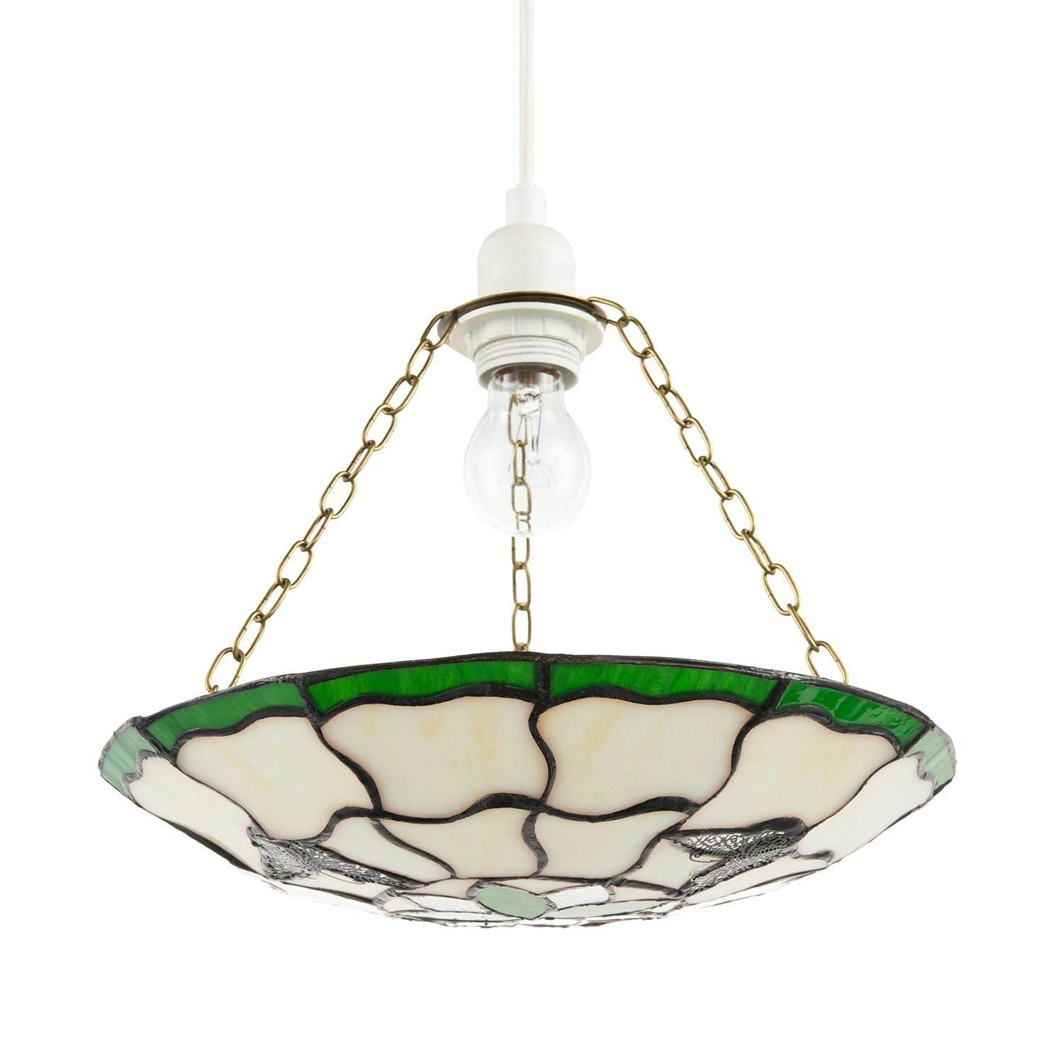 Happy Homewares Green Traditional Butterfly Tiffany Glass Pendant Lighting Shade