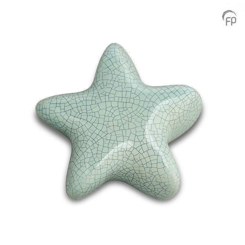 Rackhams Blue/White Ceramic Star Keepsake - Cracked Mint