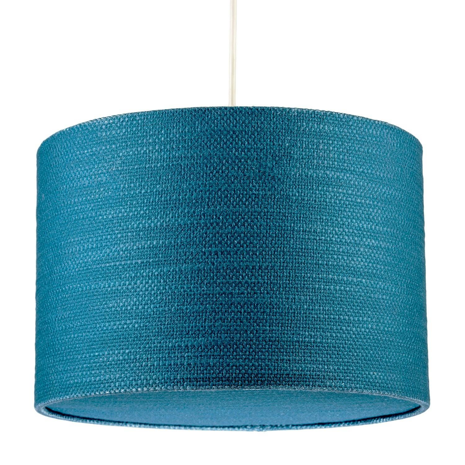 Rackhams Light/White Biscay Bay Teal Textured Linen Pendant Ing Shade With Diffuser