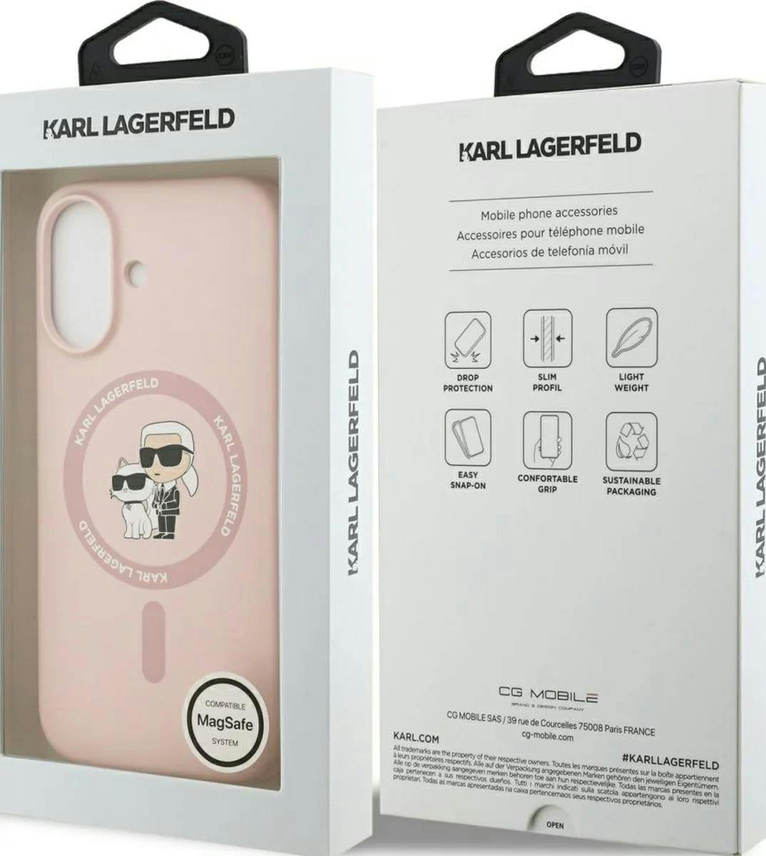 Karl Lagerfeld Pink Liquid Silicone Karl And Choupette With Magsafe Case For Iphone 17 6.3" - Klhmp17sscmkcrhp
