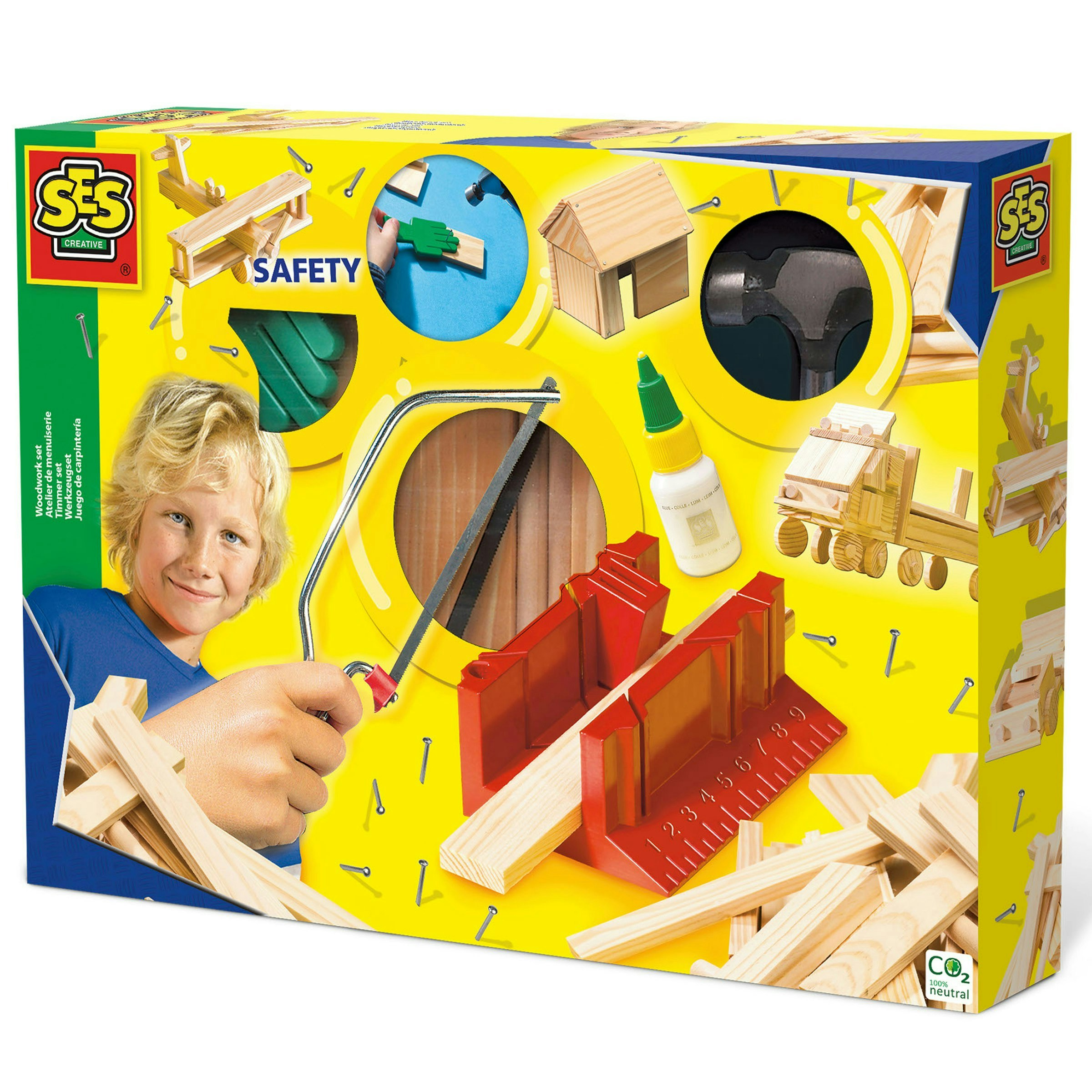 SES Woodwork Deluxe, Wooden Craft Set with Accessories, Carpentry for Kids Ages 5 Years and Up - Image 6