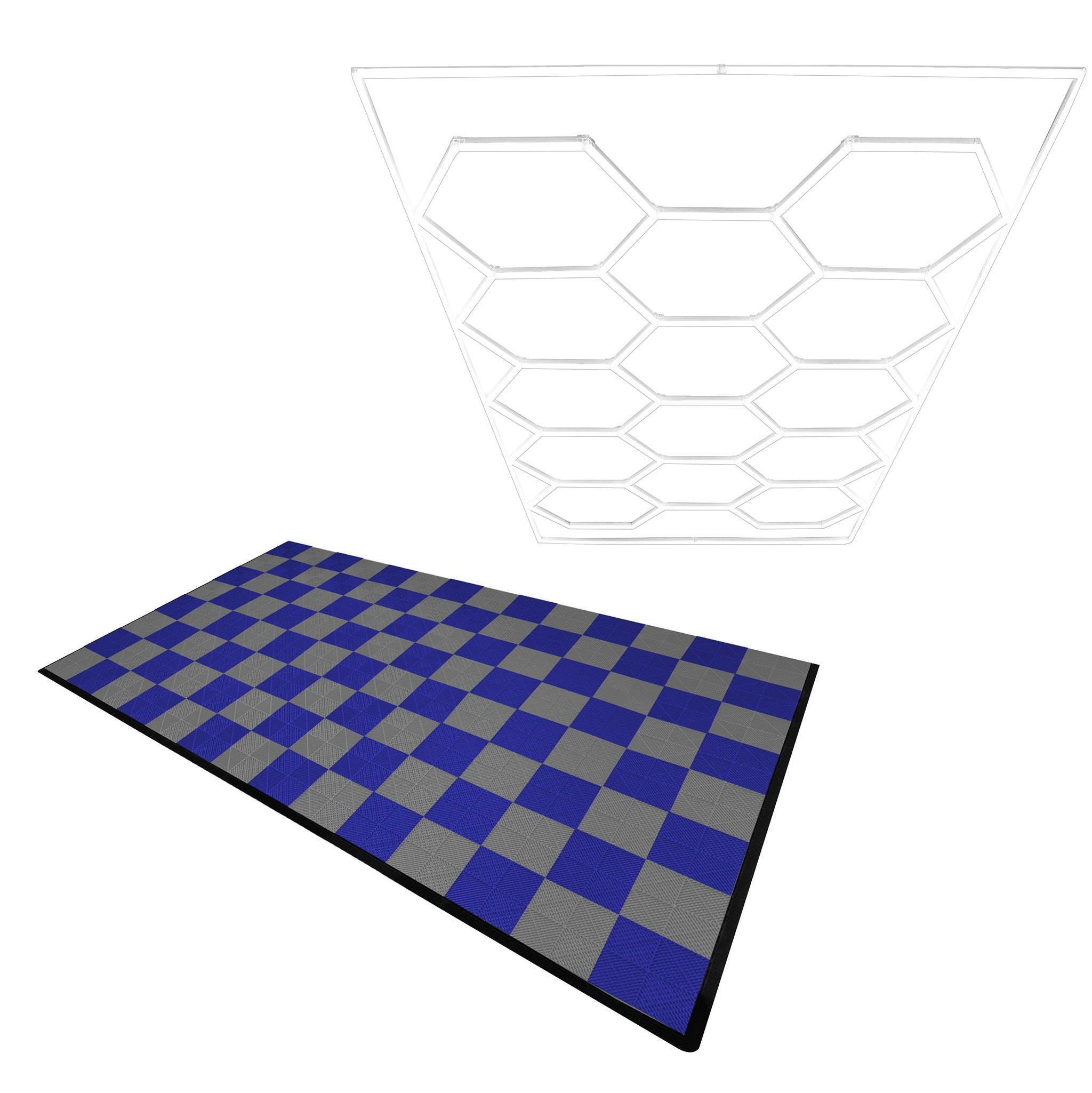 Rackhams Light/Grey/Blue Hexagon Led & Vented Garage Floor Tiles With Edges - 60 & 60