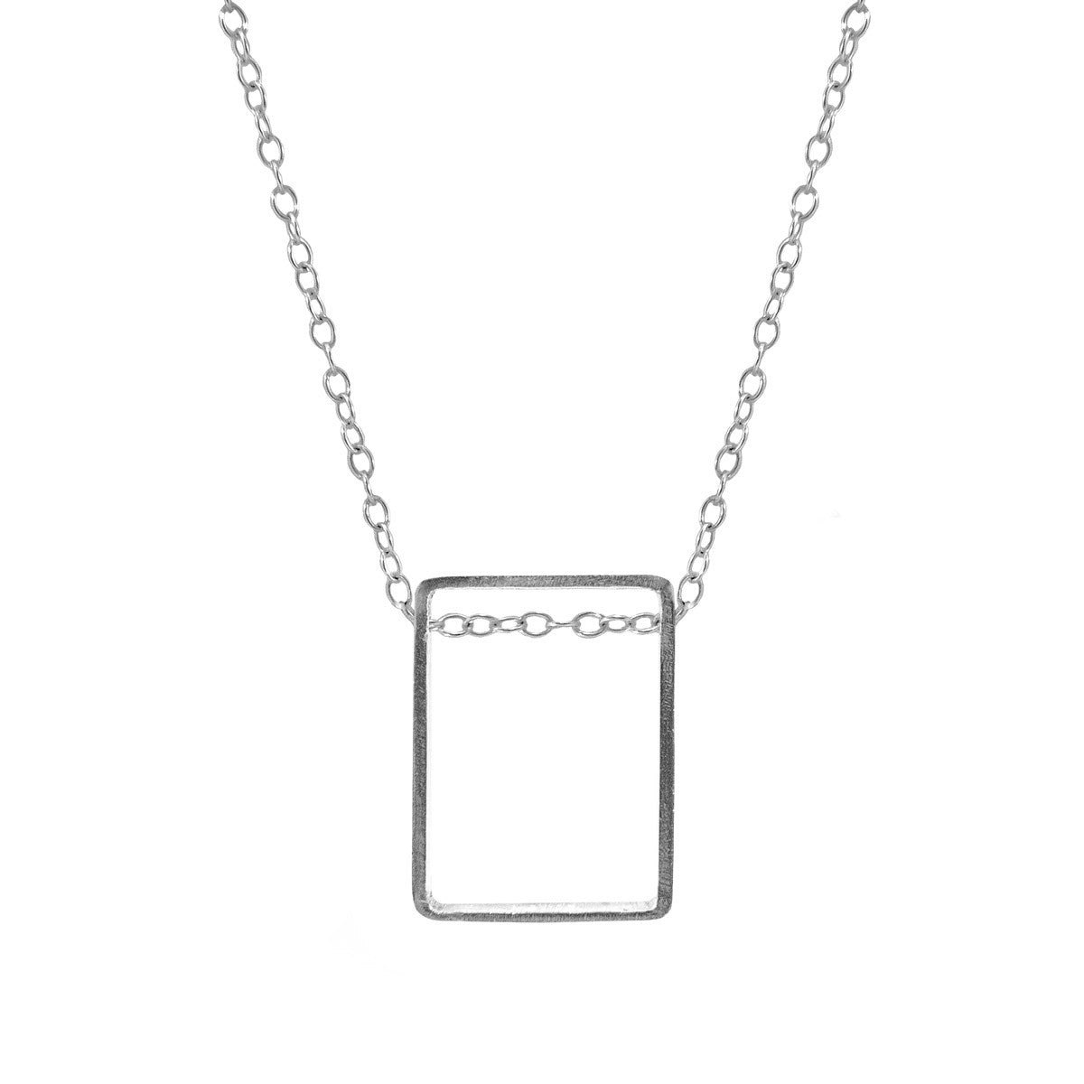 Anchor & Crew Silver Bowen Box Mini Geometric Necklace Pendant - L - 50Cm
