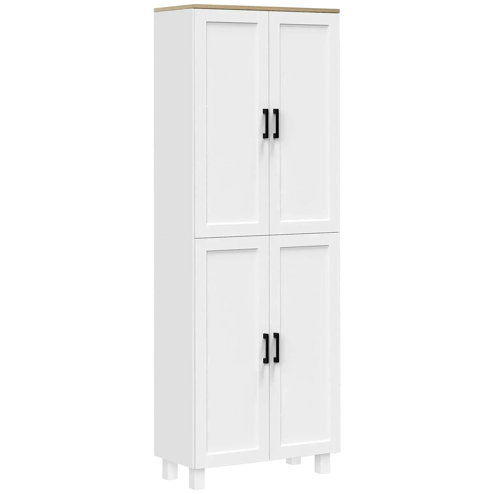 Homcom White Modern Kitchen Cupboard Storage Cabinet With 4 Shelves, - Image 6