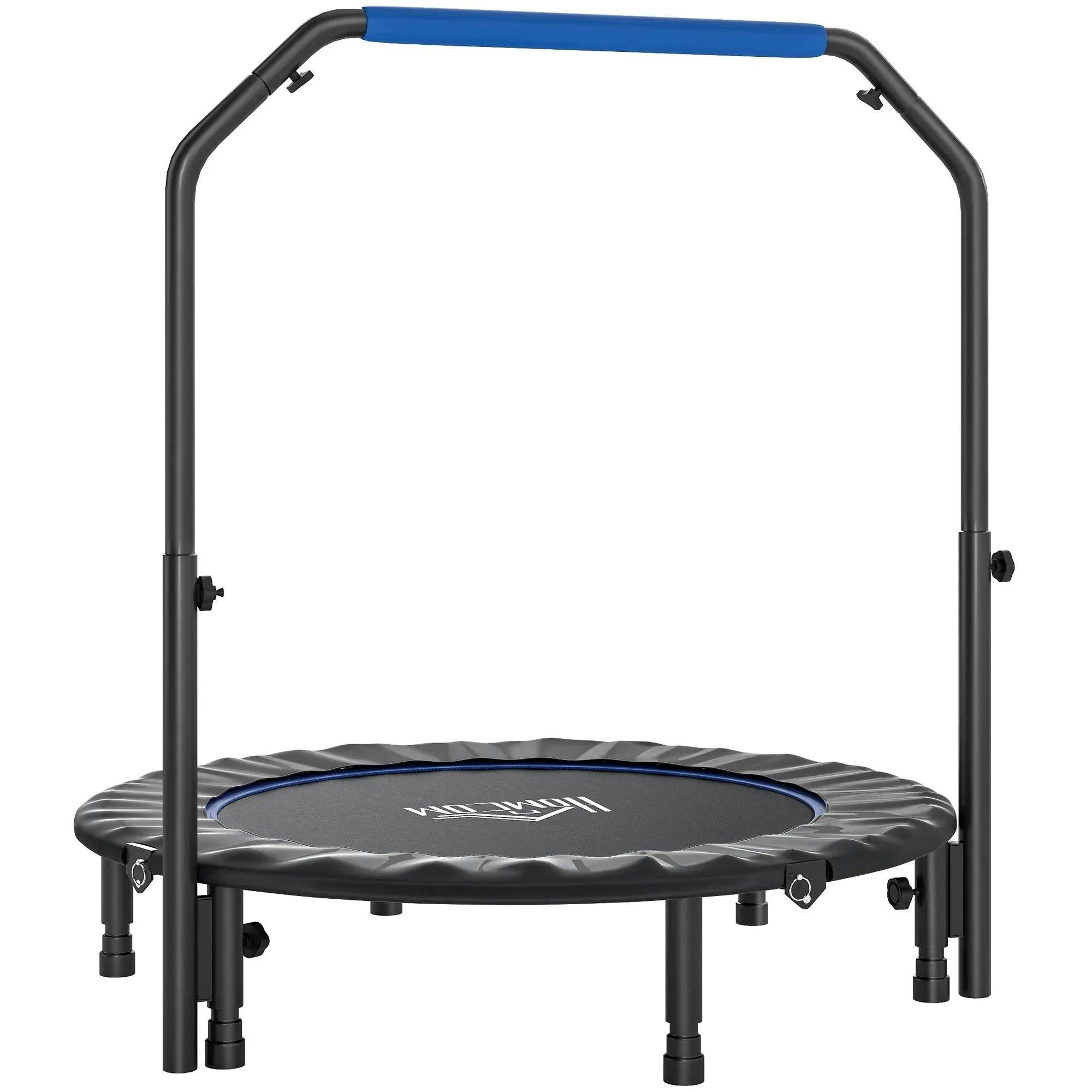 Bobobiy Blue 45" Foldable Mini Fitness Trampoline, With Adjustable Foam Handle,