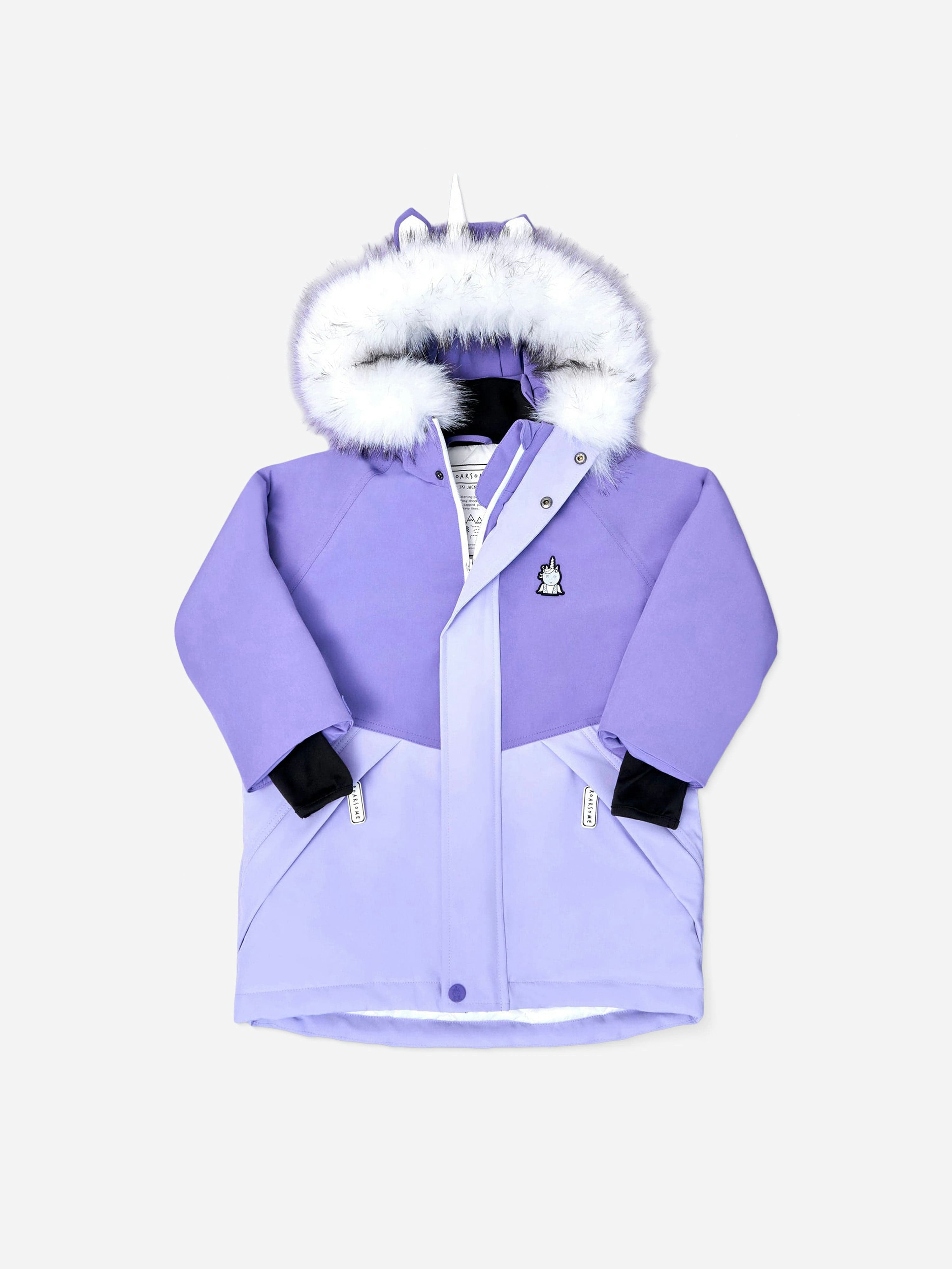 Roarsome Girls Purple Sparkle The Unicorn Ski Jacket In - 3 - 4 Yrs