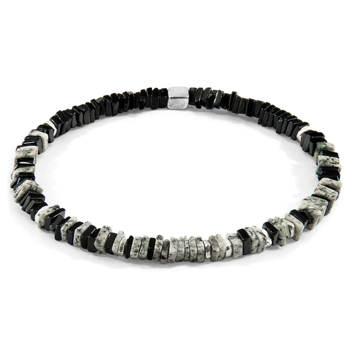 Anchor & Crew White/Silver Jasper Innot And Stone Bracelet - L - 23Cm