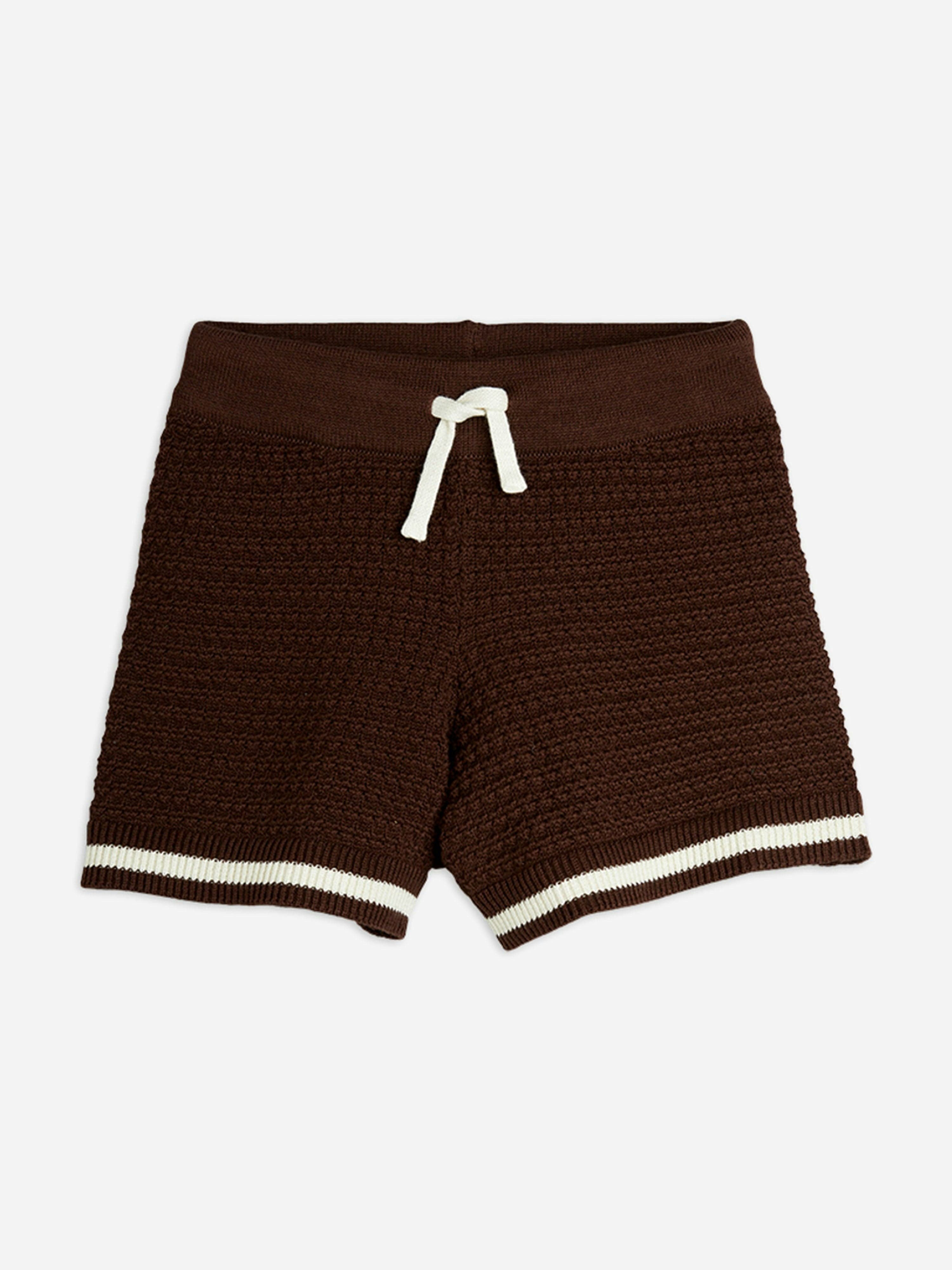 Mini Rodini Unisex Kids Brown Kids Lizard Patch Crochet Knit Shorts In - 9 - 11 Yrs