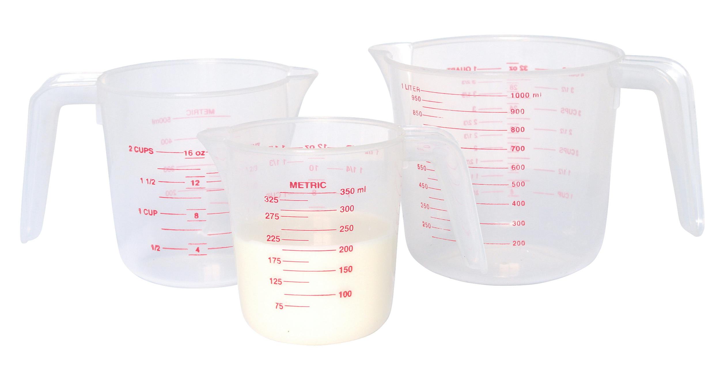 Rackhams Red Set Of 3 Plastic Measuring Jugs