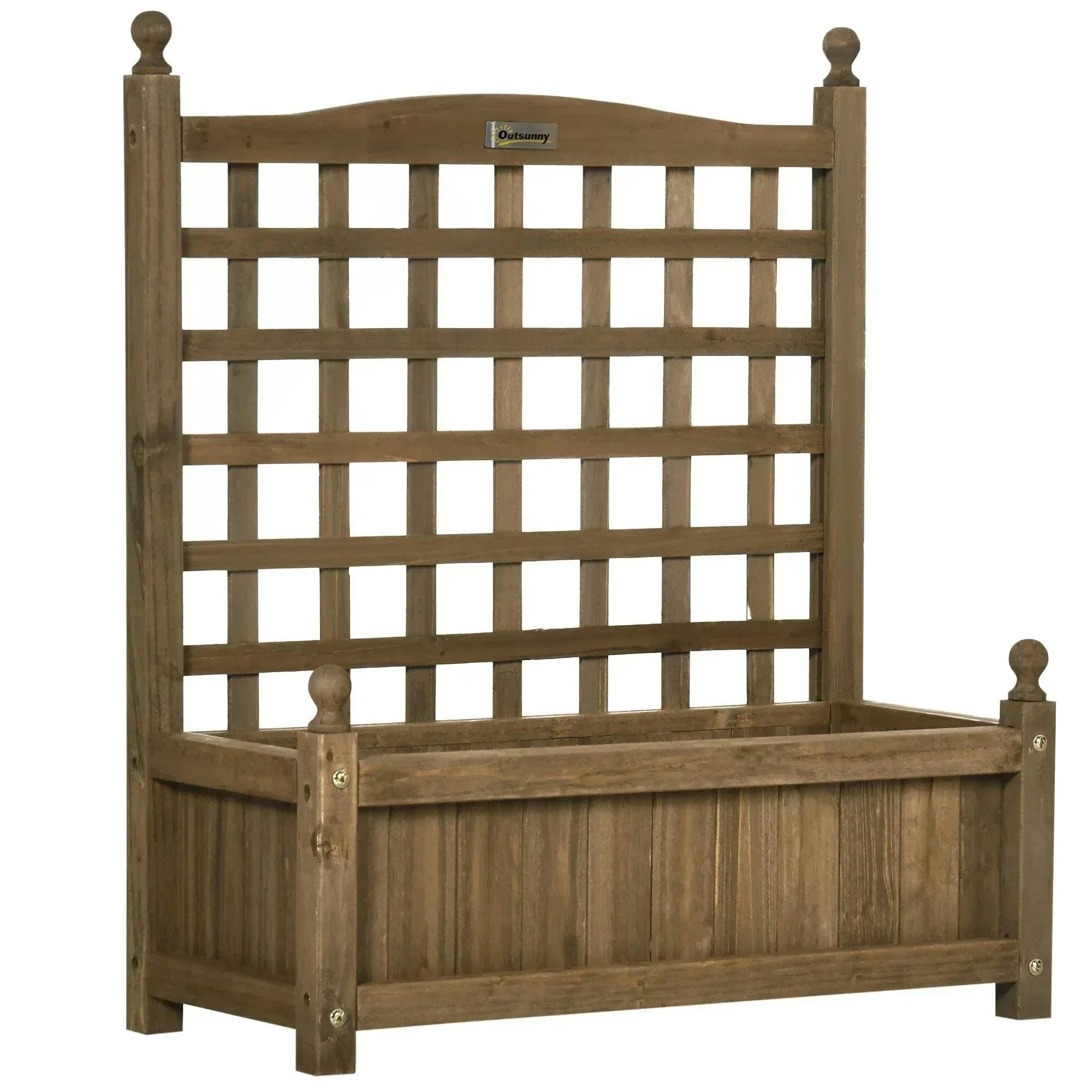 Rackhams Brown Garden Planters With Trellis For Climbing Vines, Wood Raised Beds For Garden, Flower Pot, Indoor Outdoor, - Image 8