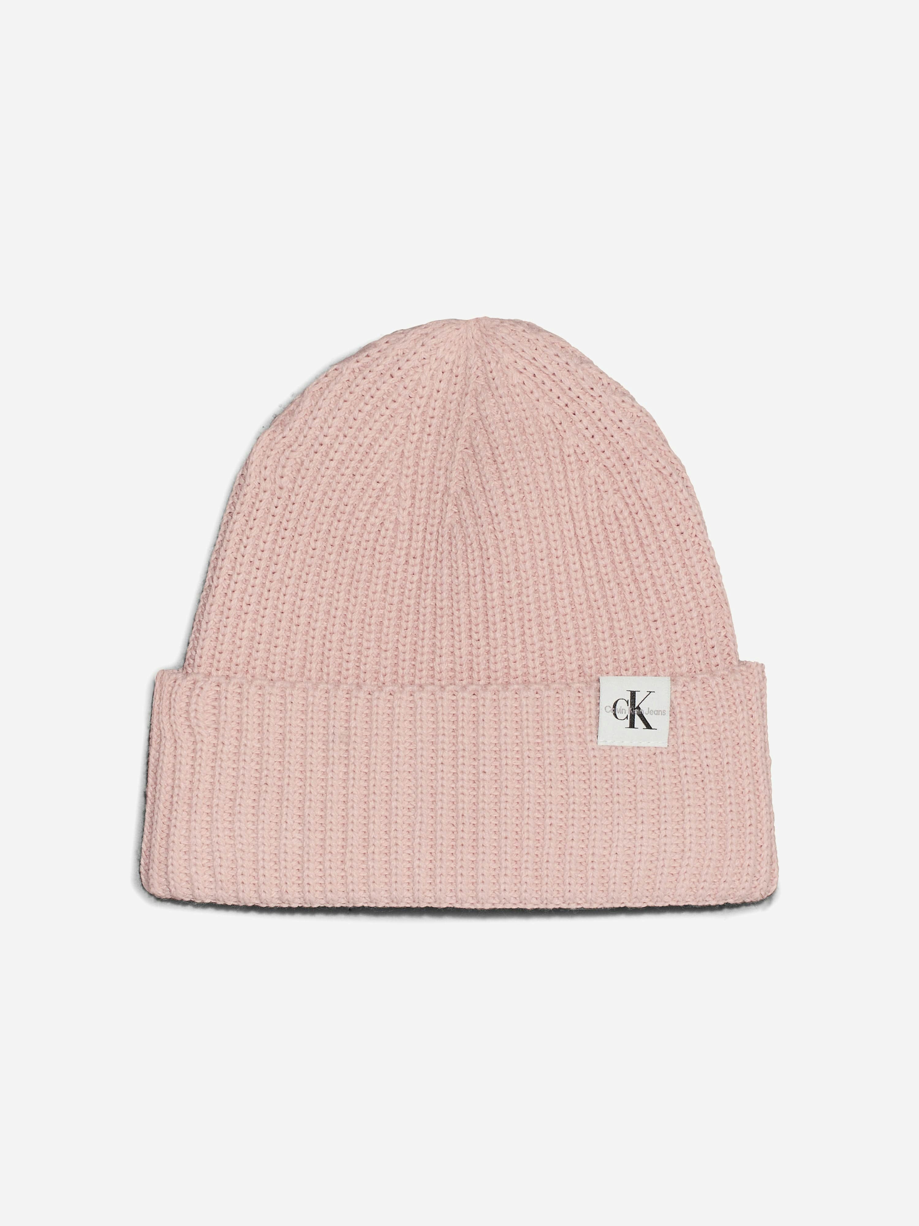 Calvin Klein Girls Pink Monogram Rib Beanie Hat In - L - Xl (54 Cm - 56 Cm)