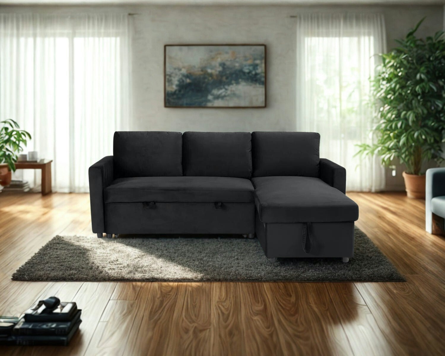 Ds Living Black The Tranquilo 3 Seater Sofa Bed In Or Navy - Navy