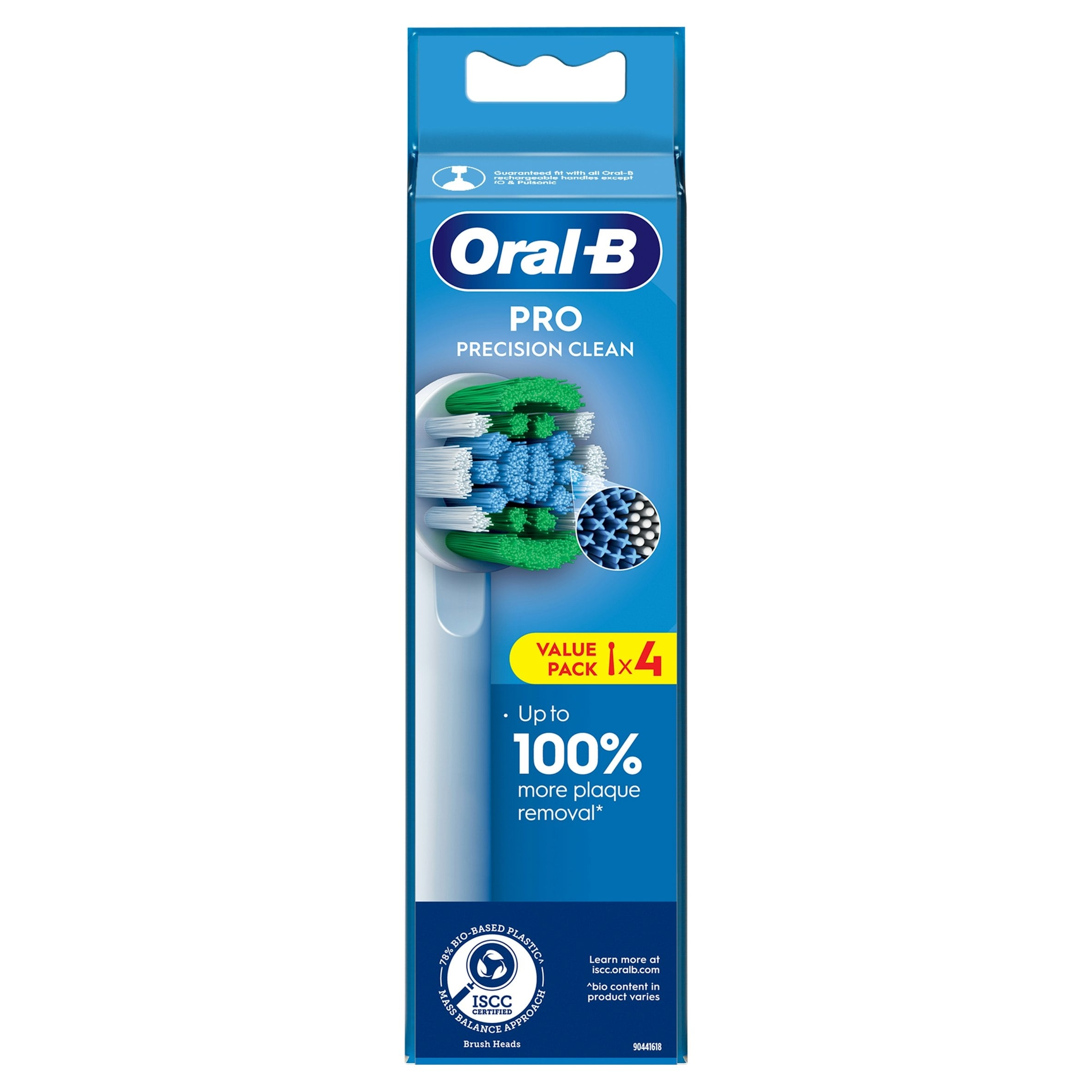 Oral-B Green/Yellow Pro Precision Clean Toothbrush Heads, 4 Counts Adult