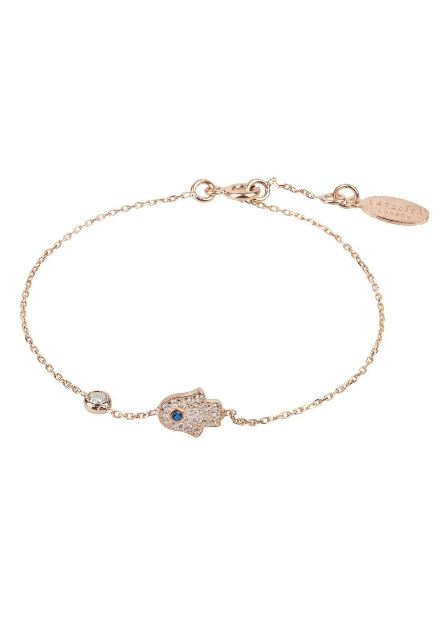 Latelita Silver/Gold/White Hamsa Hand Bracelet - Rose - One Size
