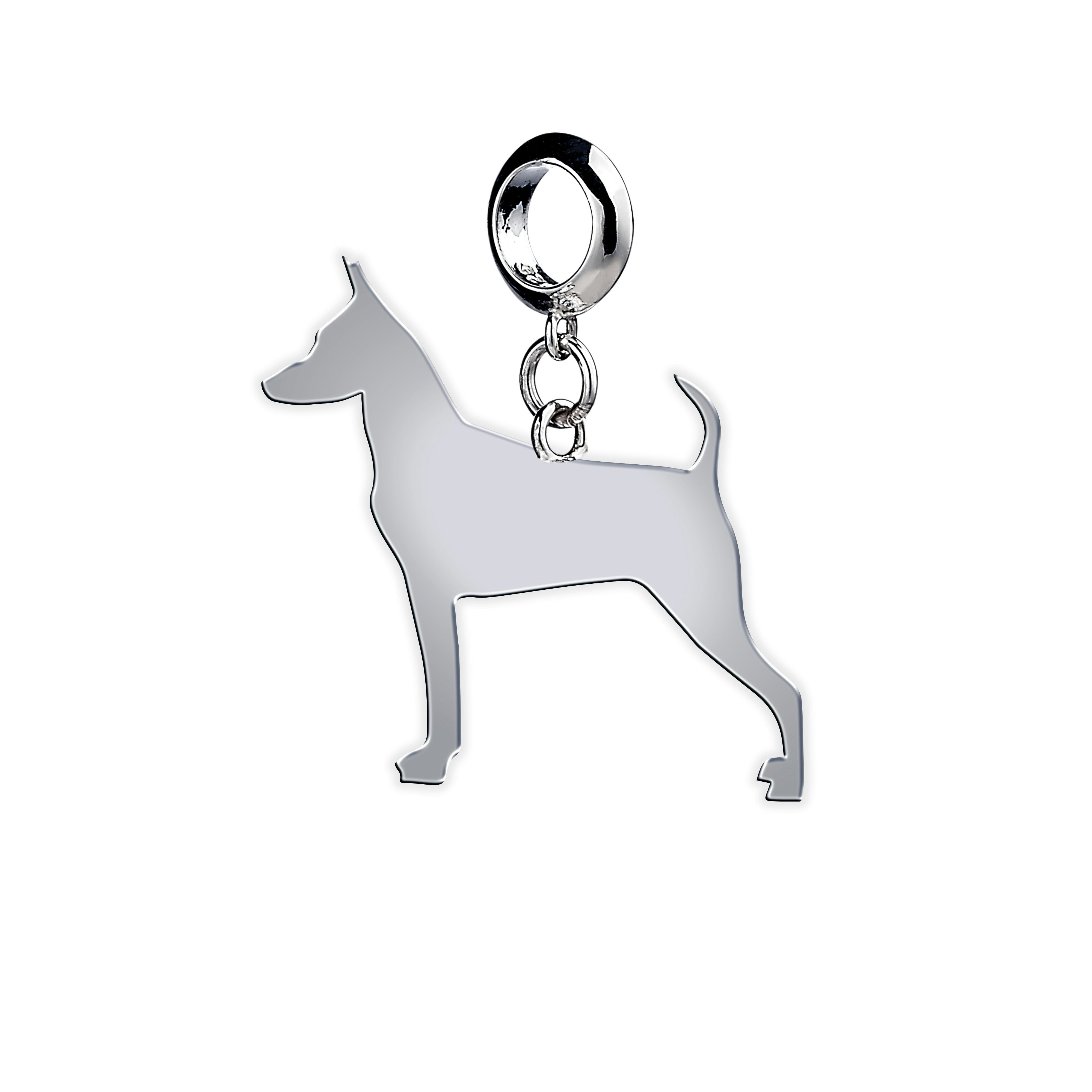 Mylee London Silver Miniature Pinscher Silhouette Charm - Yes - Slider Charm