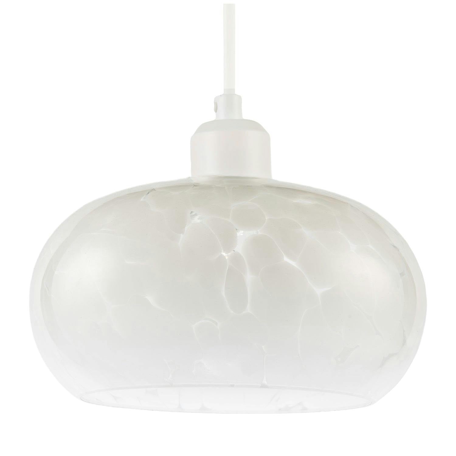 Happy Homewares White/Light Designer Opal Snowflake Domed Glass Pendant Ceiling Shade