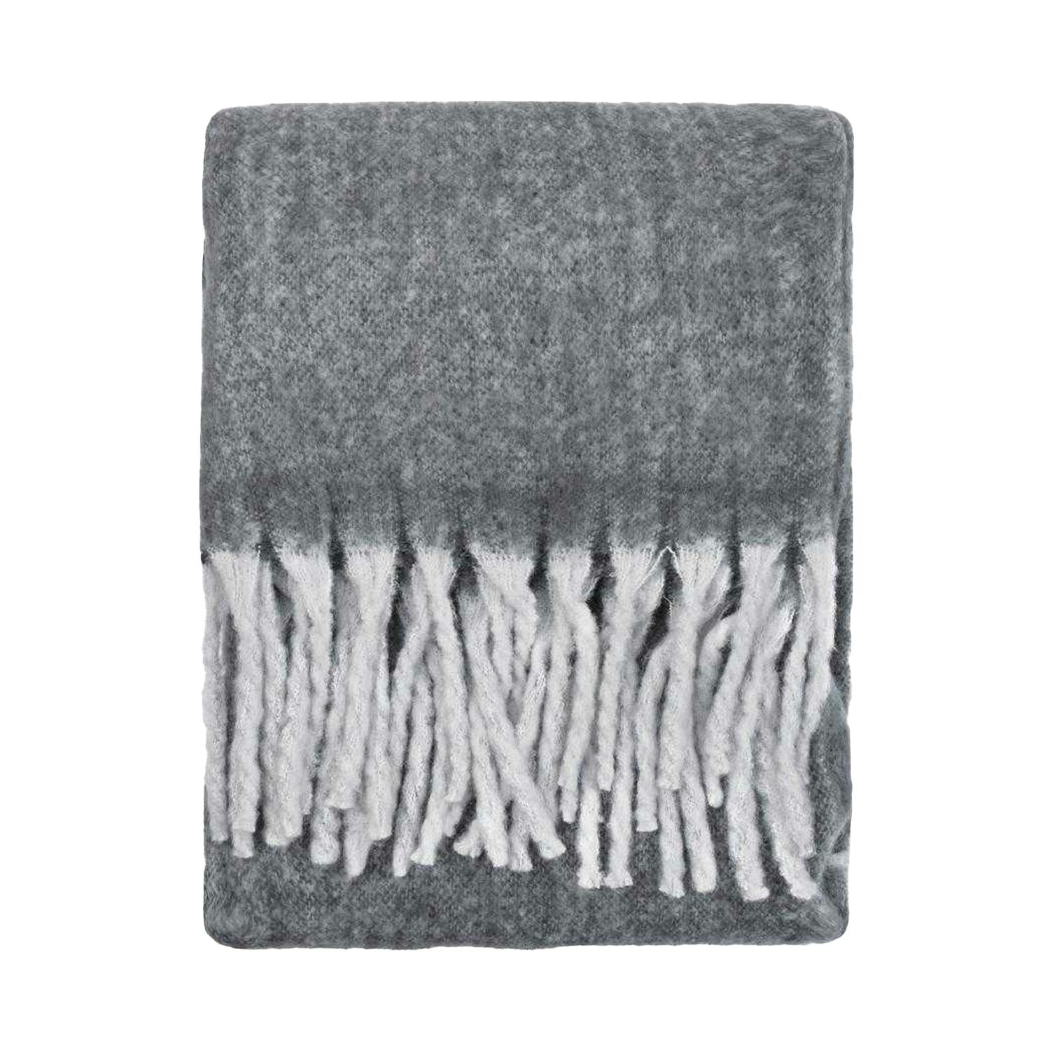 Rackhams Woven Tassel Throw - Charcoal - 140Cm X 180Cm - Charcoal - 100% Polyester