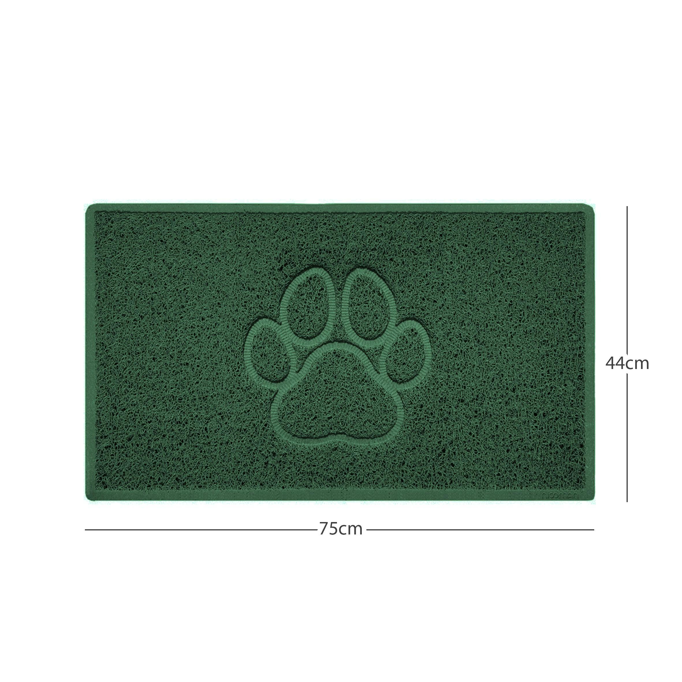Rackhams Green "Paw Print" Embossed Loofah Textured Spaghetti Door Mat - 75Cm X 44Cm - Yes (Suitable For Indoors)