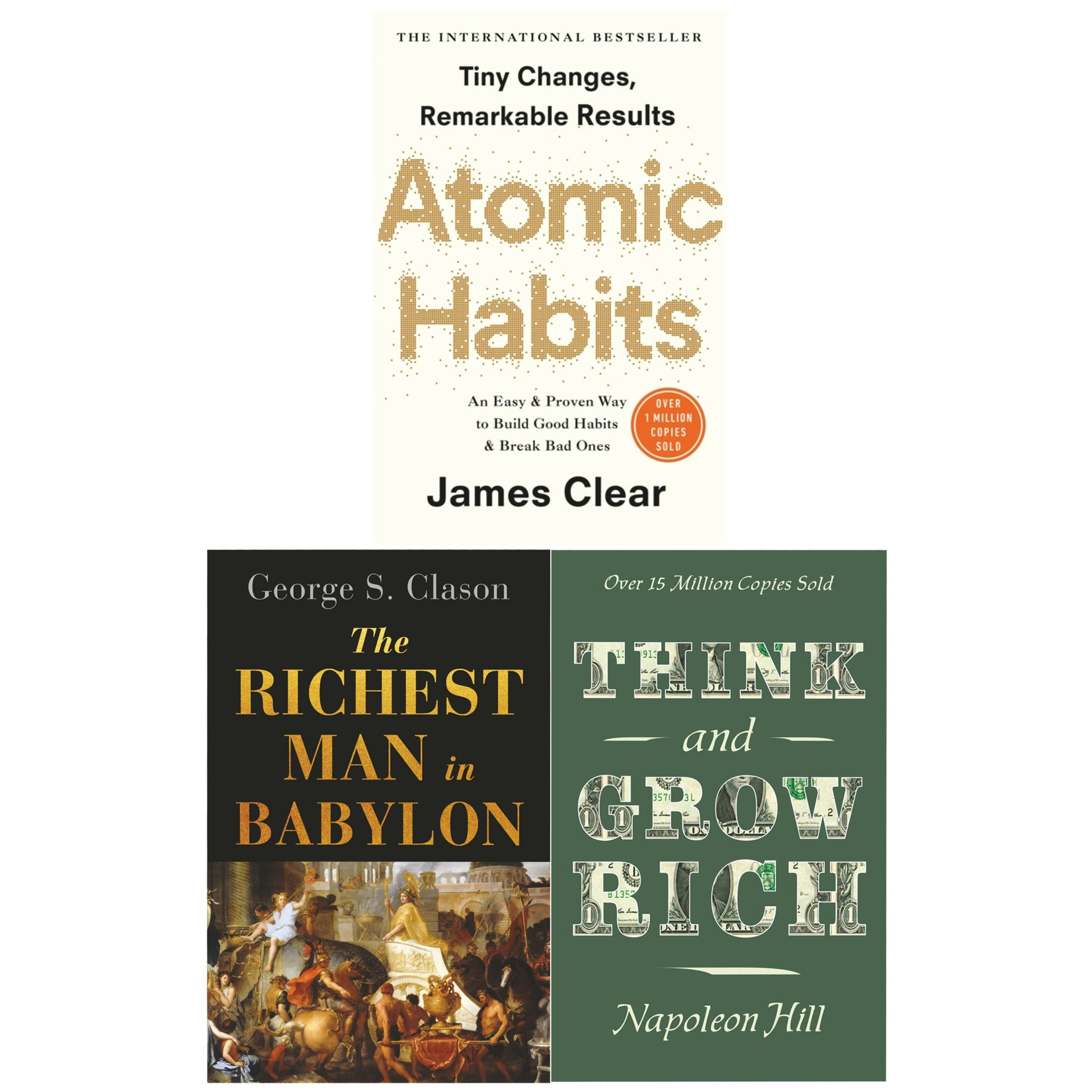 Various Publishers Atomic Habits, The Richest Man In Babylon, Think And Grow Rich 3 Books Collection Set